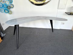 Mid-Century Boomerang Marble and Metal Compass Console Table. Italy, 1970s