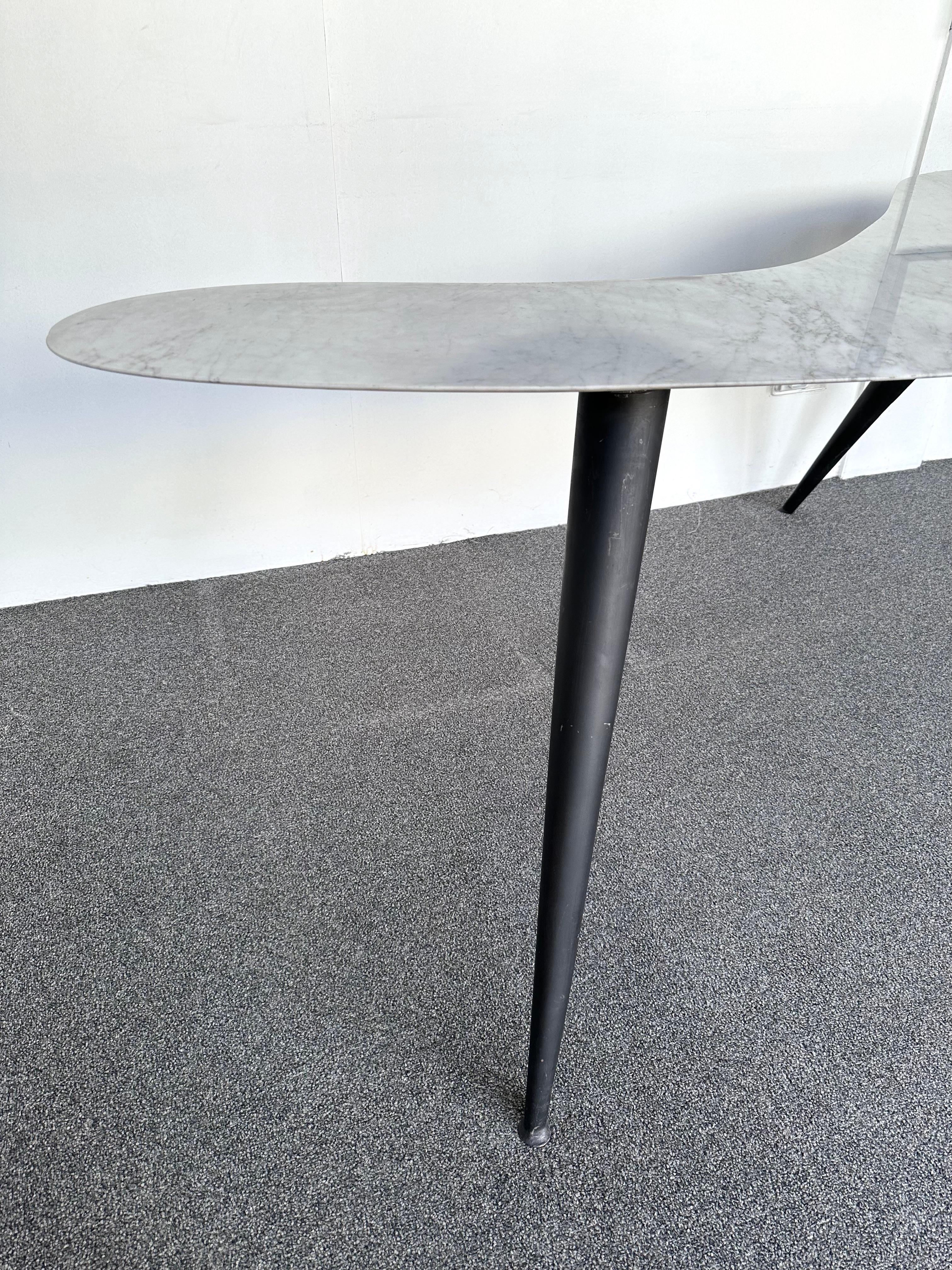 Mid-Century Modern Mid-Century Boomerang Marble and Metal Compass Console Table. Italy, 1970s For Sale