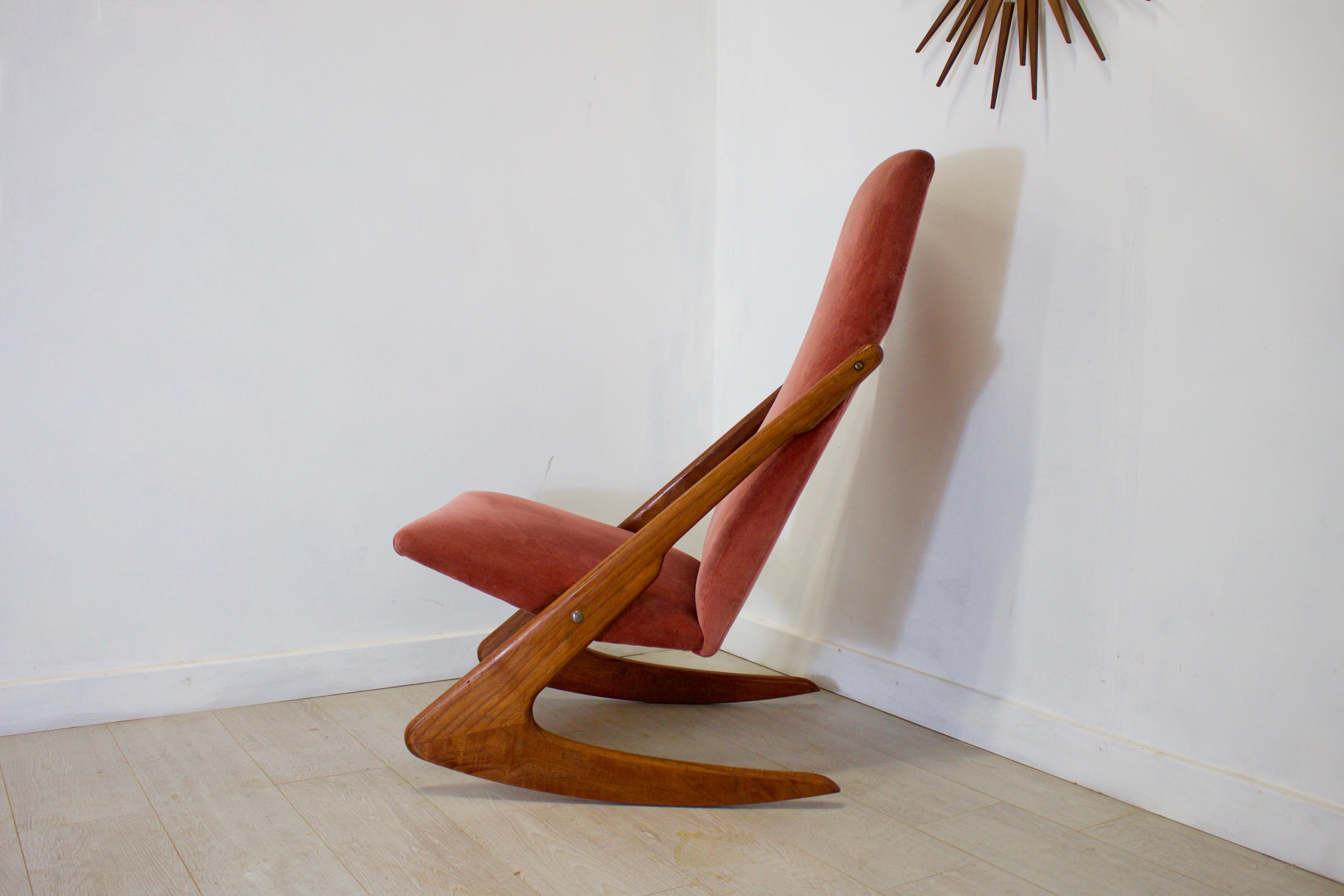 Mid-Century Modern Midcentury Boomerang Rocking Chair by Mogens Kold, 1960s