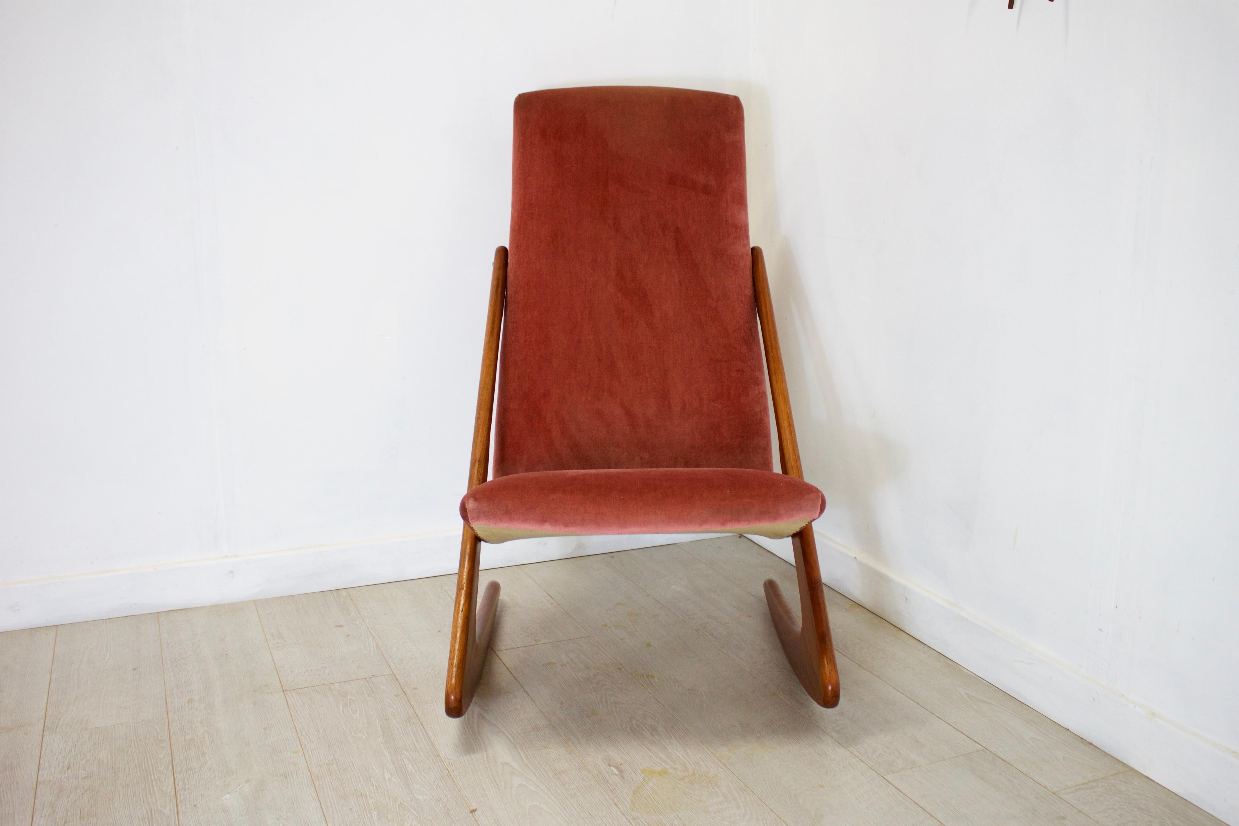 Woodwork Midcentury Boomerang Rocking Chair by Mogens Kold, 1960s