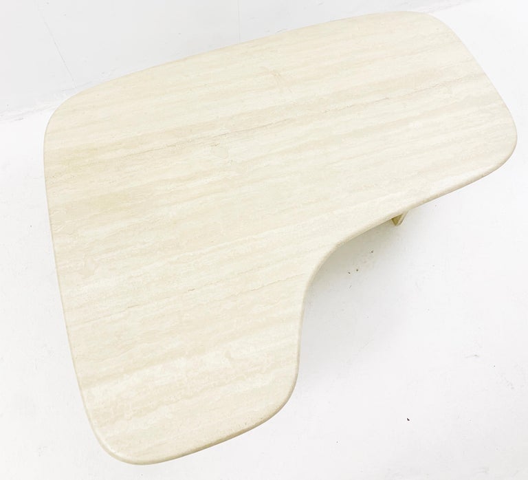 Mid-Century Boomerang Travertine Coffee Table, Italy, 1970s For Sale 5