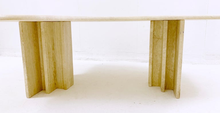 Mid-Century Boomerang Travertine Coffee Table, Italy, 1970s For Sale 3