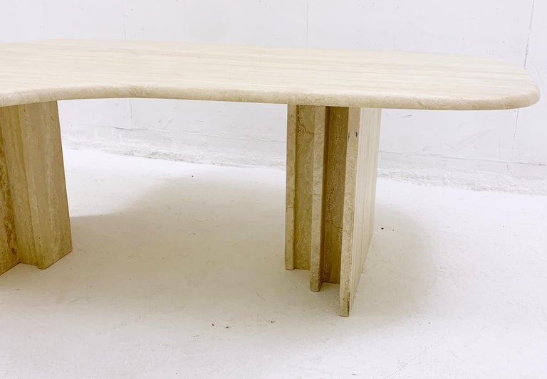 Mid-Century Boomerang Travertine Coffee Table, Italy, 1970s For Sale 4