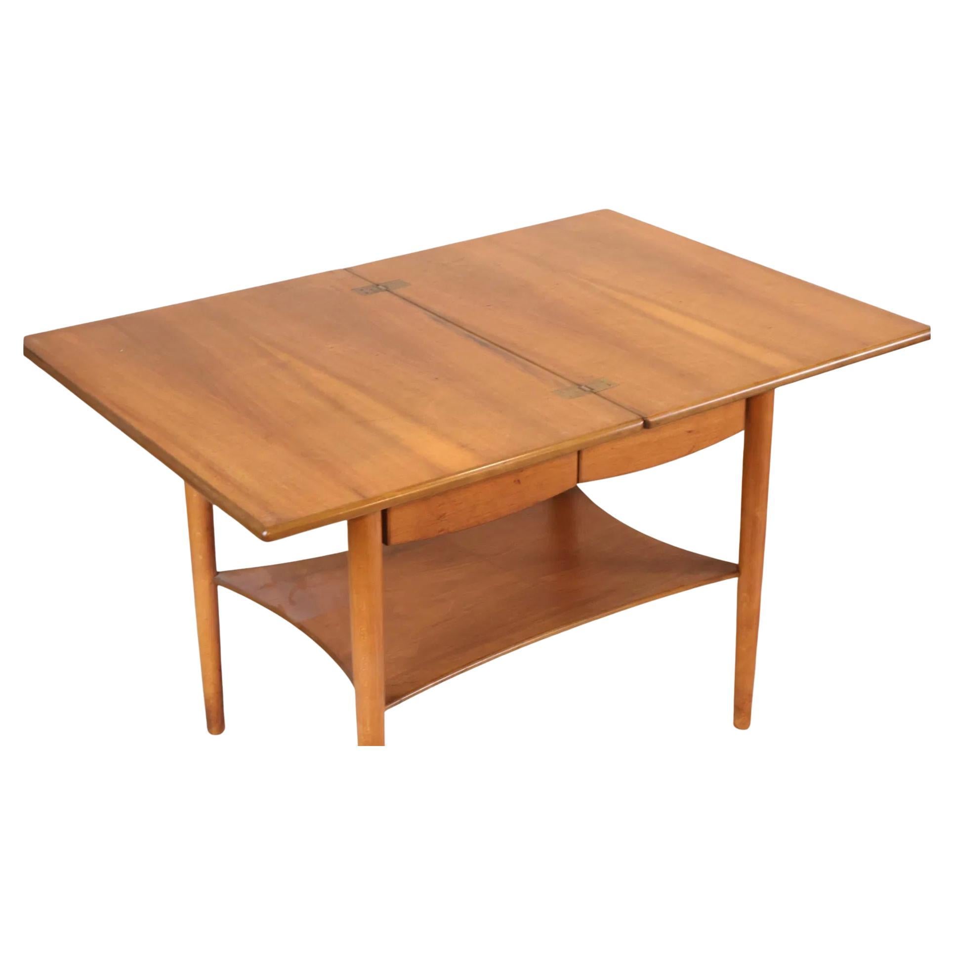 Mitte des Jahrhunderts Borge Mogensen Dänischer moderner Barwagentisch 149 aus Buche und Teakholz mit Flip-Platte (Skandinavische Moderne) im Angebot