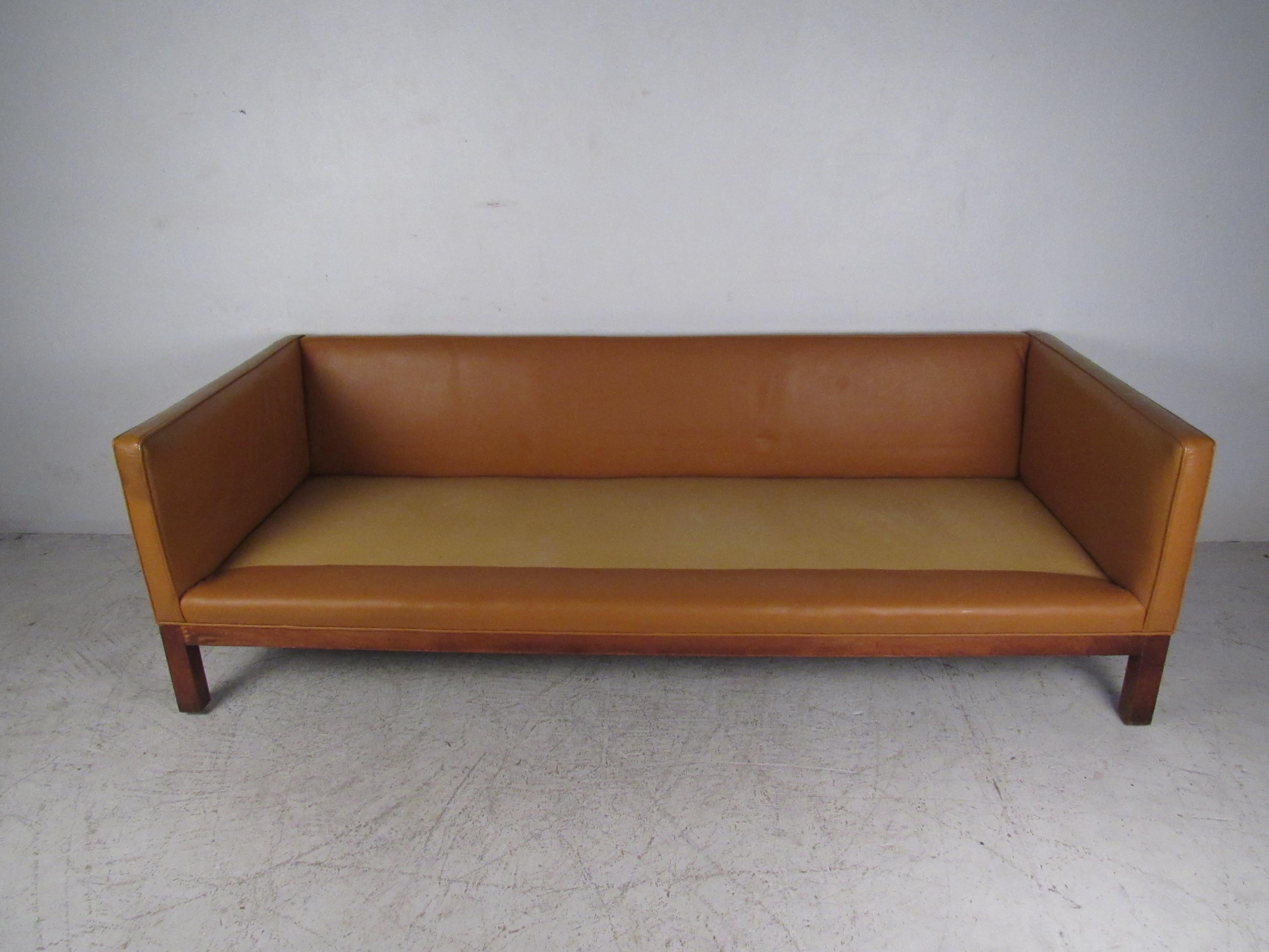 Late 20th Century Midcentury Borge Mogensen Style Leather Sofa