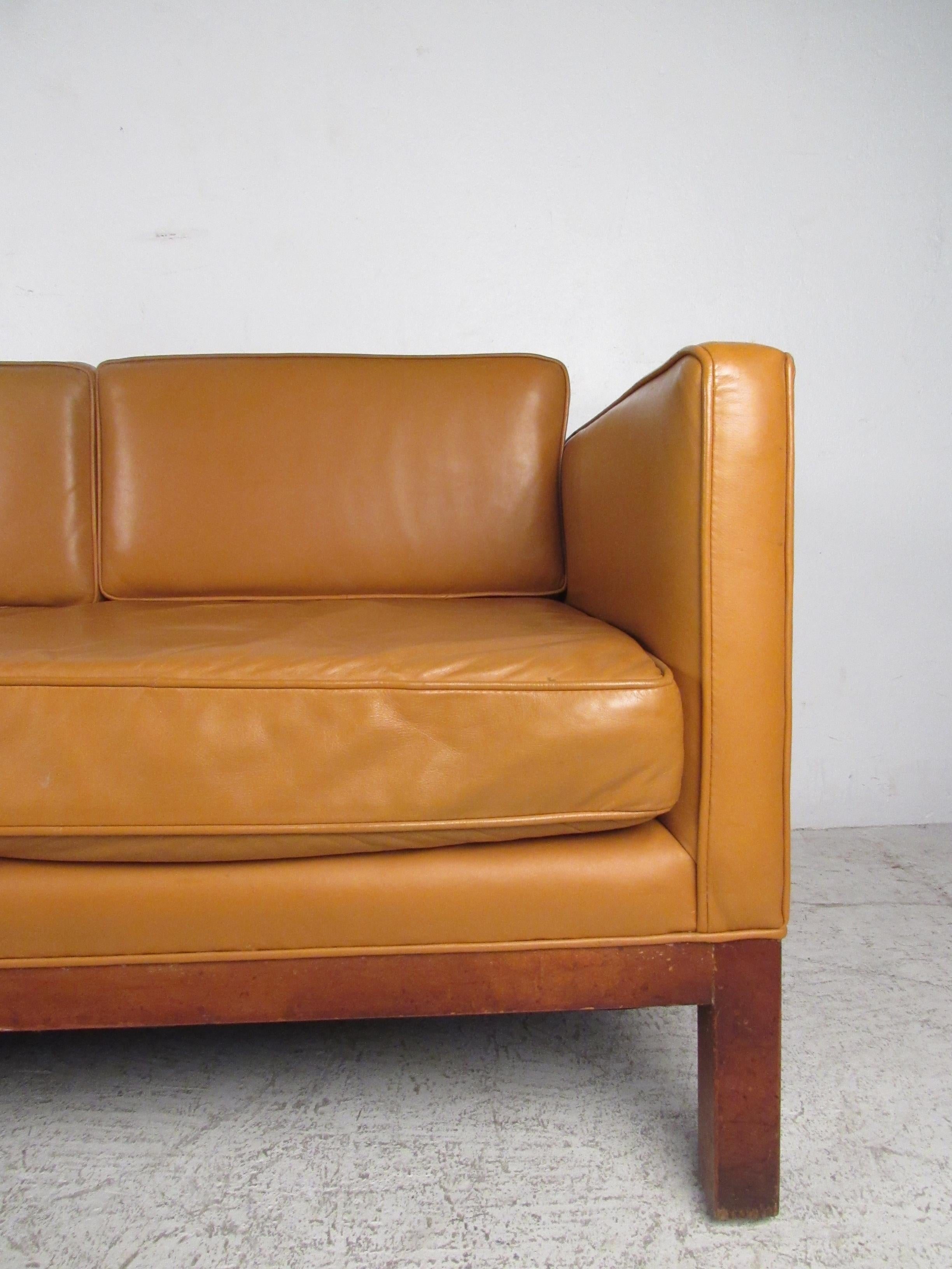 Midcentury Borge Mogensen Style Leather Sofa 1