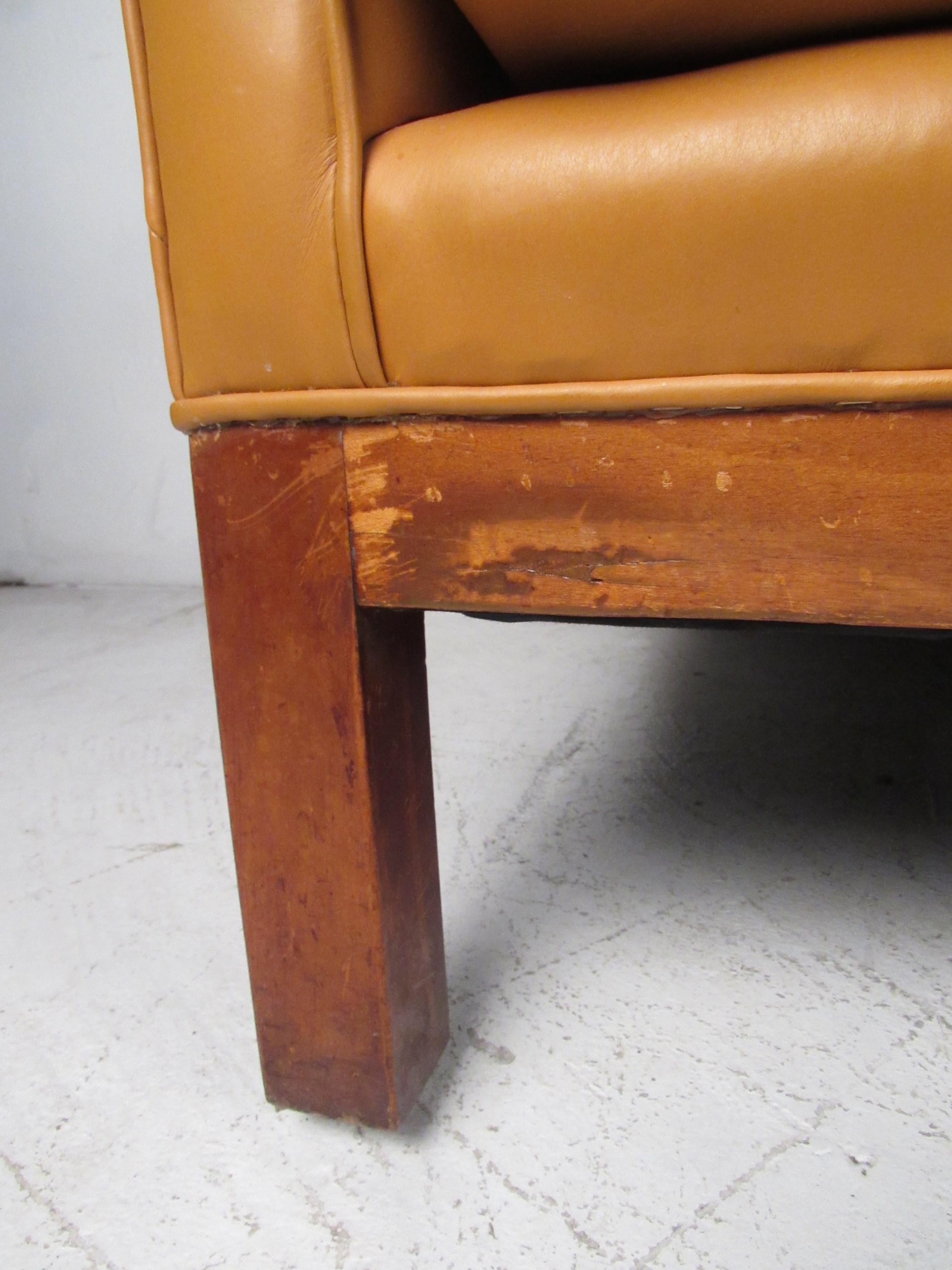 Midcentury Borge Mogensen Style Leather Sofa 4