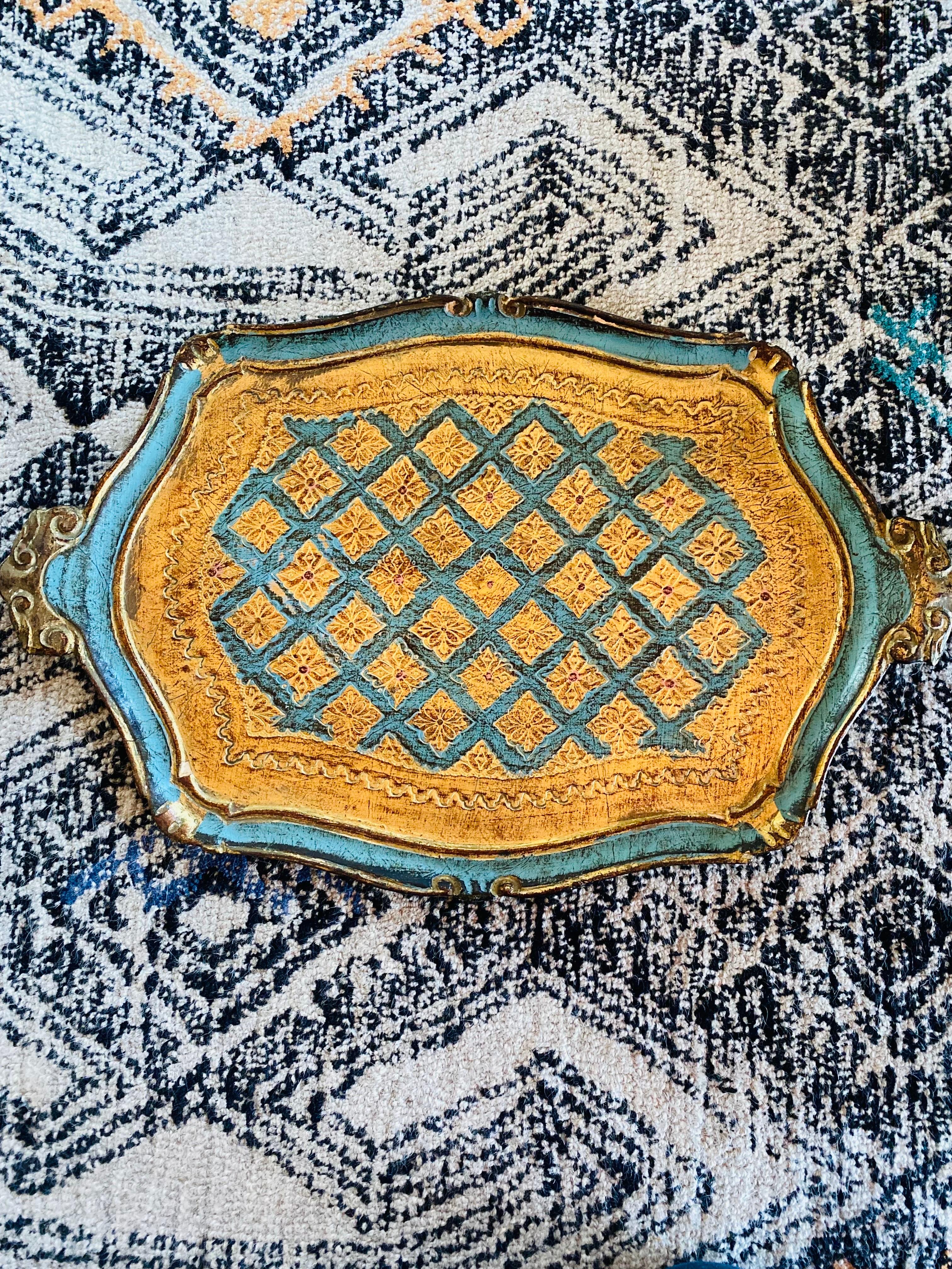 Mid-Century Modern Mid Century Borghese Florentine Gilt Tray Made in Italy