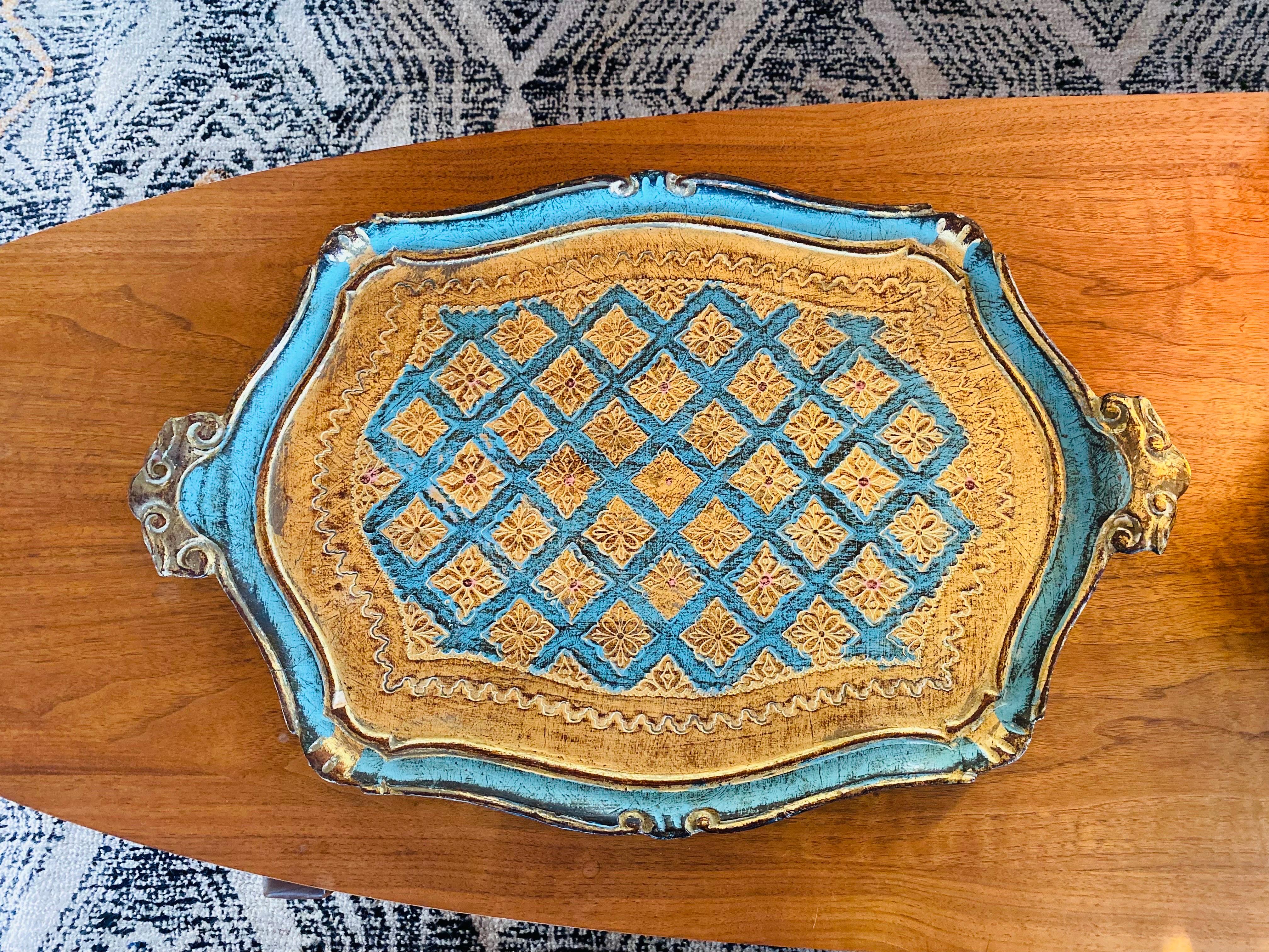 Italian Mid Century Borghese Florentine Gilt Tray Made in Italy
