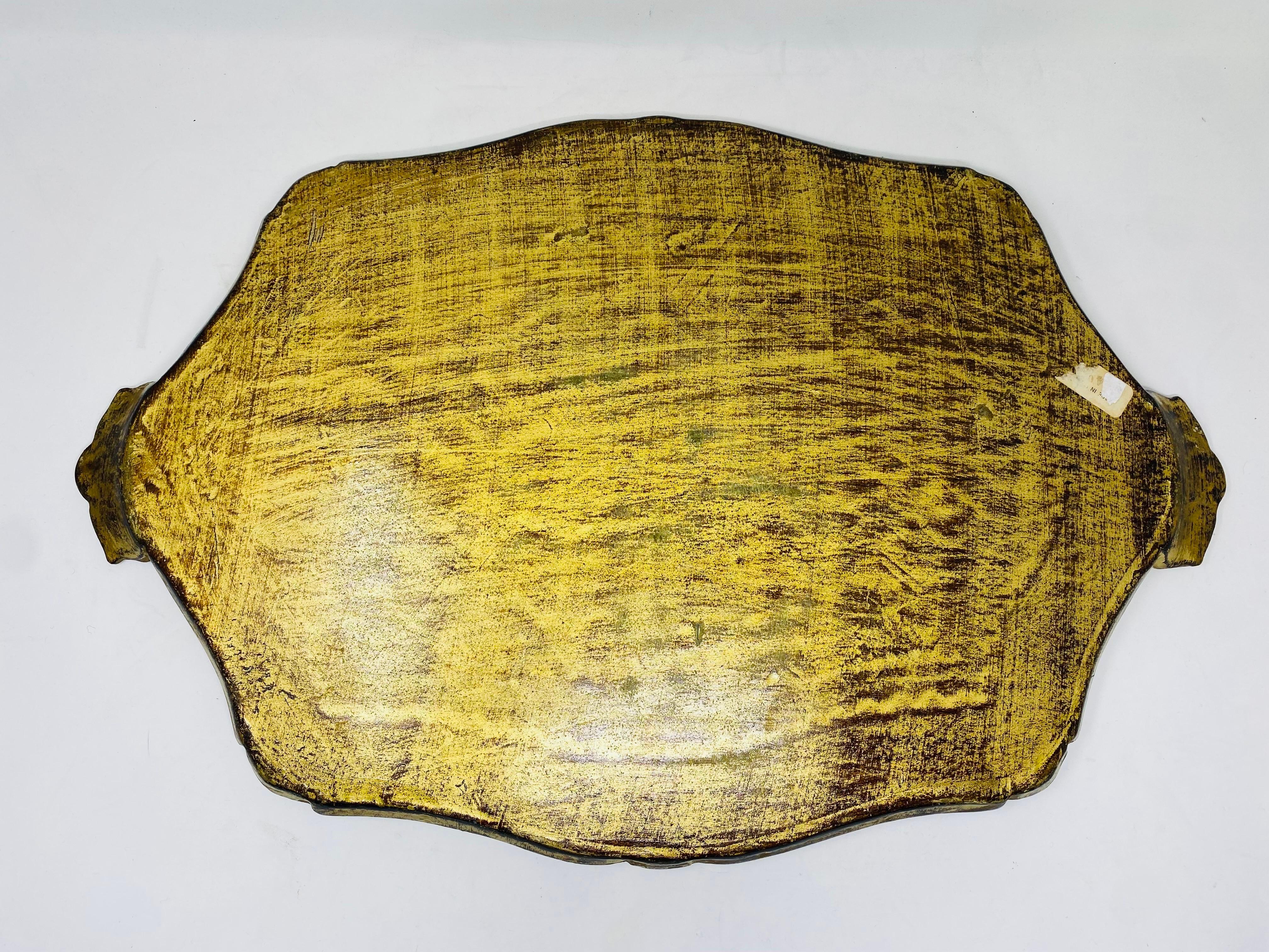 Mid Century Borghese Florentine Gilt Tray Made in Italy In Good Condition In San Diego, CA
