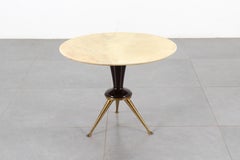 Mid-Century Borsani (attr) Marble, Wood and Brass Round Coffee Table Italy 1950s