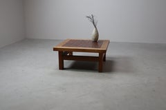 Mid-Century botanical ceramic tile coffee table in Oak, 1960s