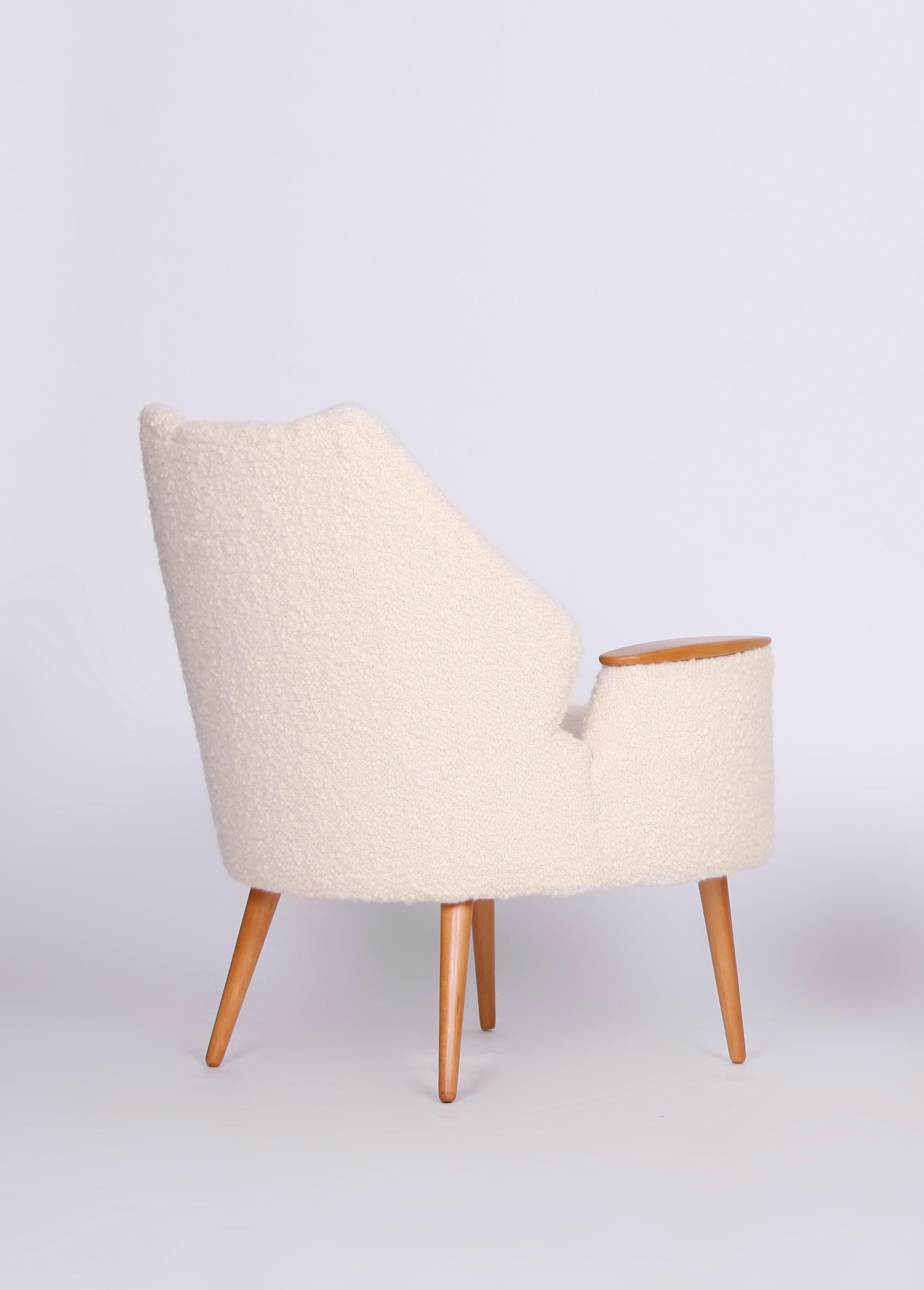 Czech Mid-Century Boucle Armchair Chair, 1960s For Sale