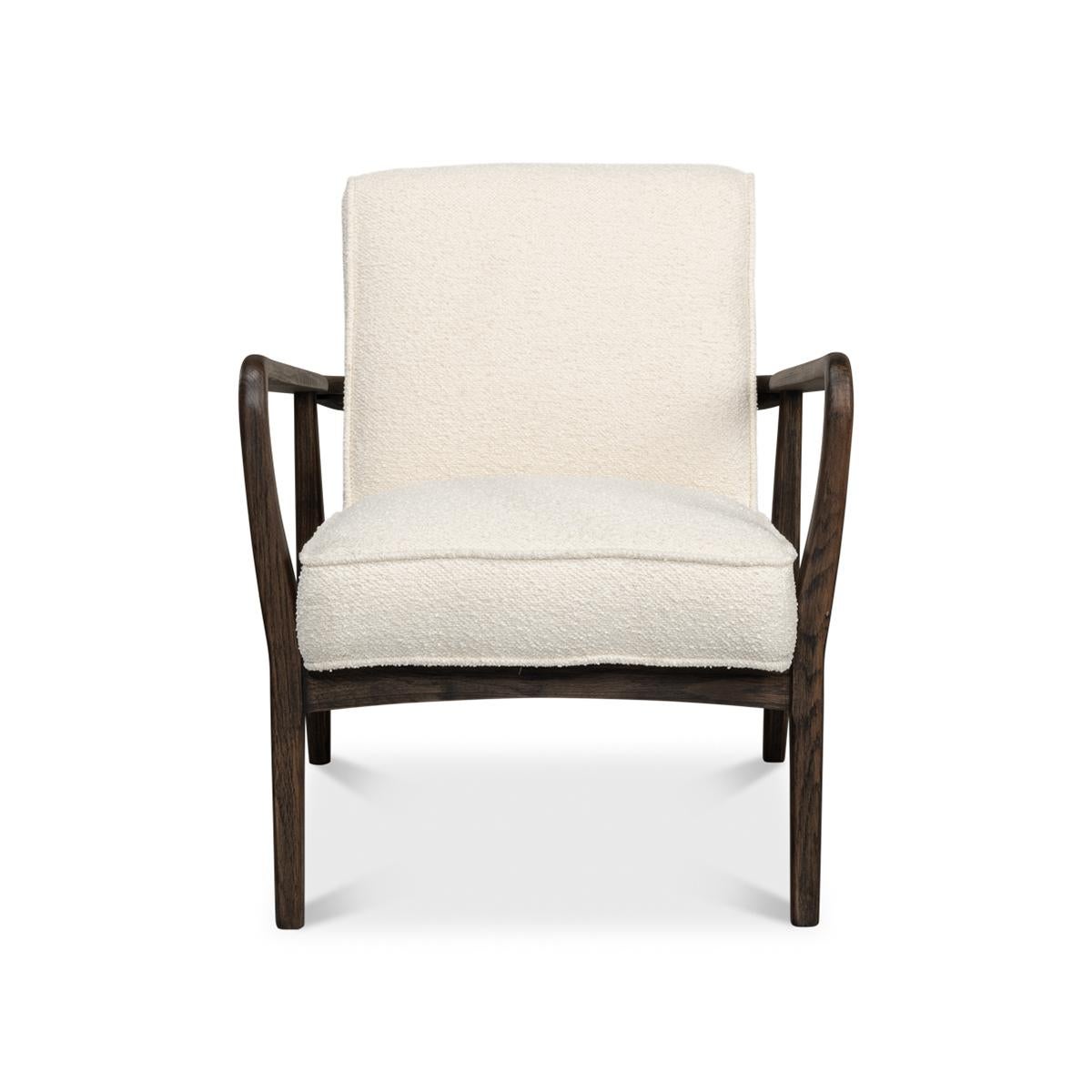 Contemporary Mid Century Boucle Armchair For Sale