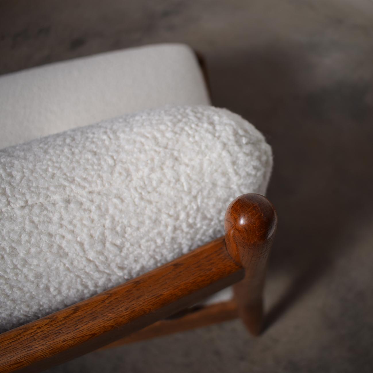 Mid-Century Modern Mid Century Bouclé Lounge Chair With Ottoman, 1960s For Sale
