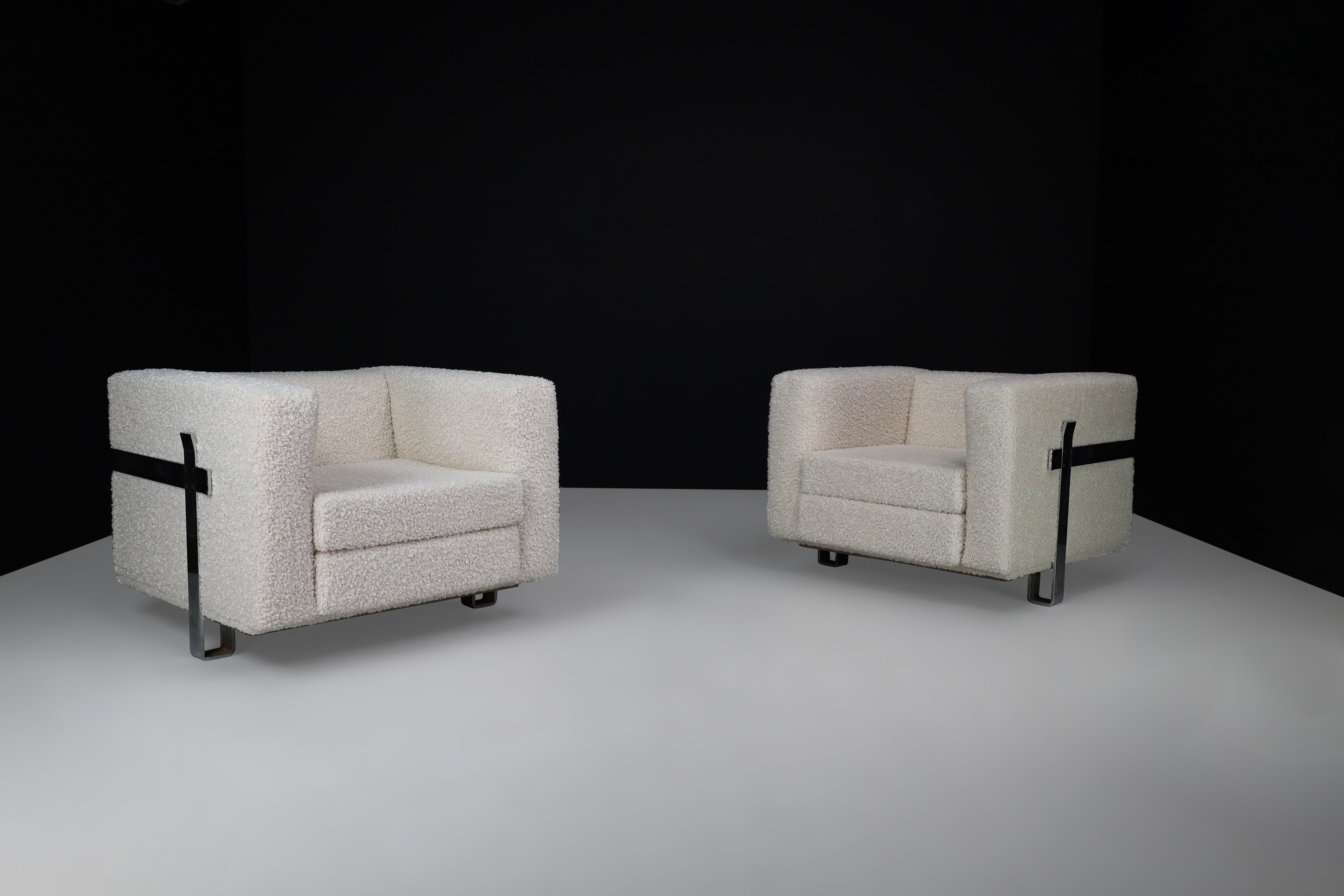 Midcentury Bouclé Lounge Chairs Designed by Luigi Caccia Dominioni for Azucena 3