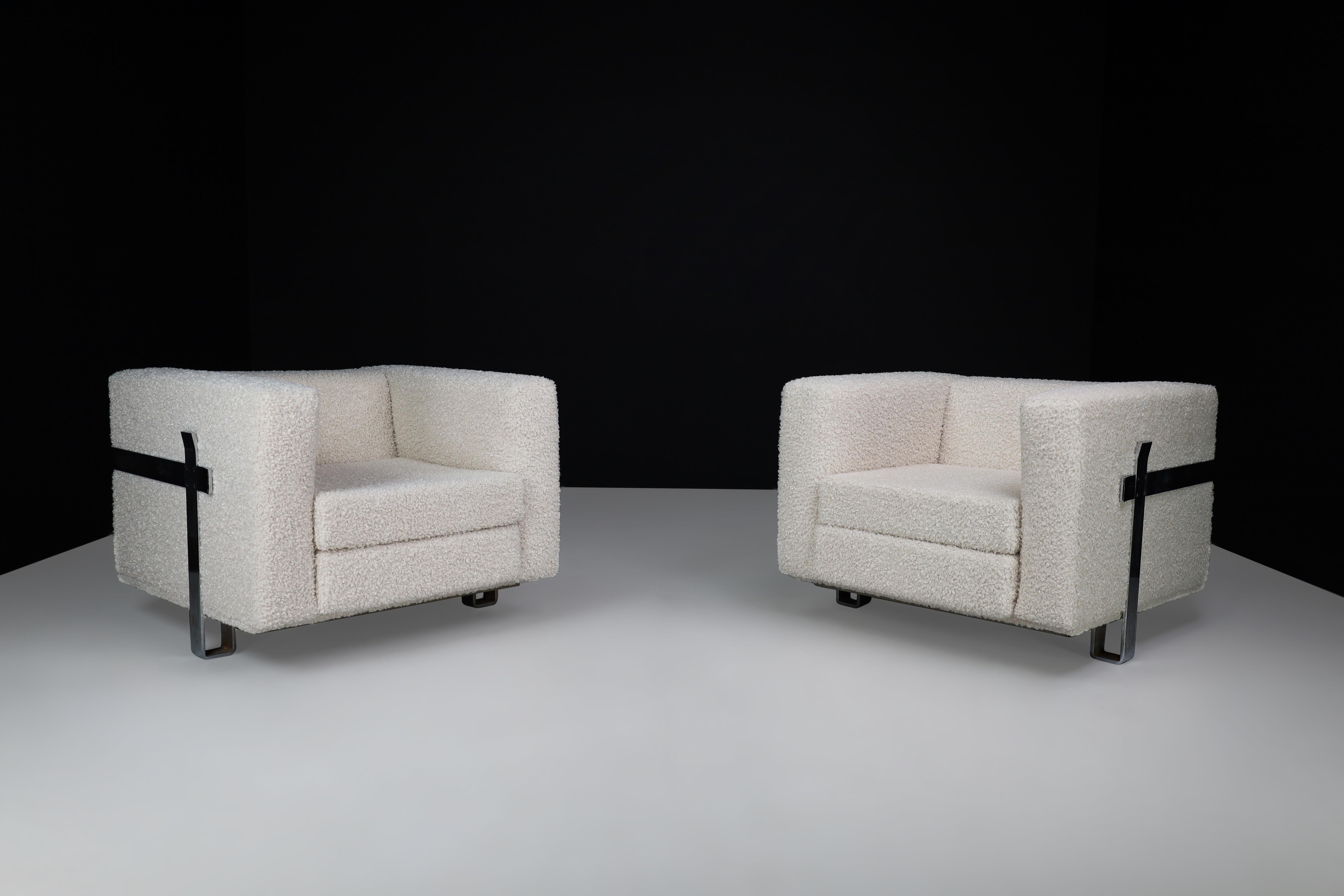Midcentury Bouclé Lounge Chairs Designed by Luigi Caccia Dominioni for Azucena 4