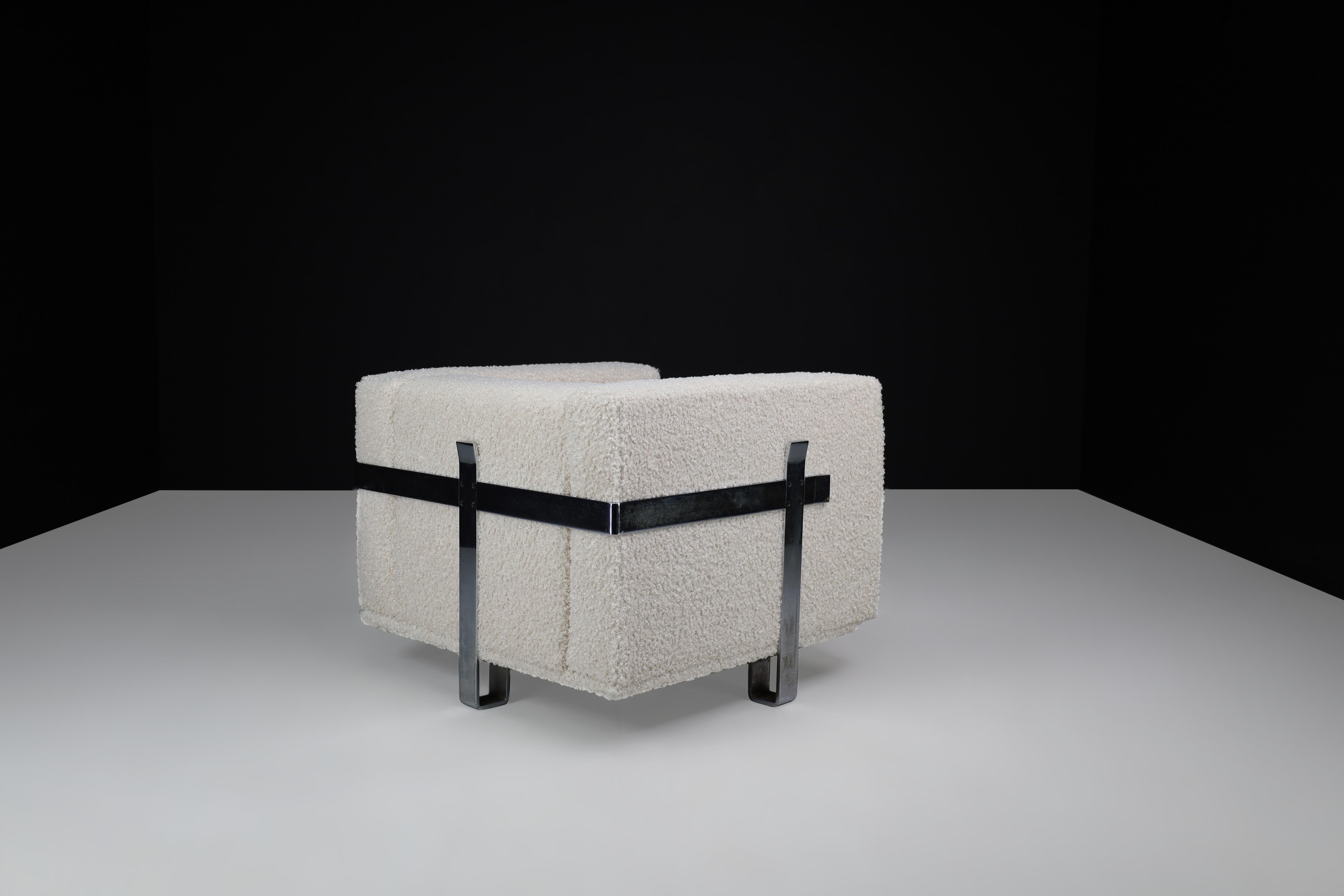 Midcentury Bouclé Lounge Chairs Designed by Luigi Caccia Dominioni for Azucena 9