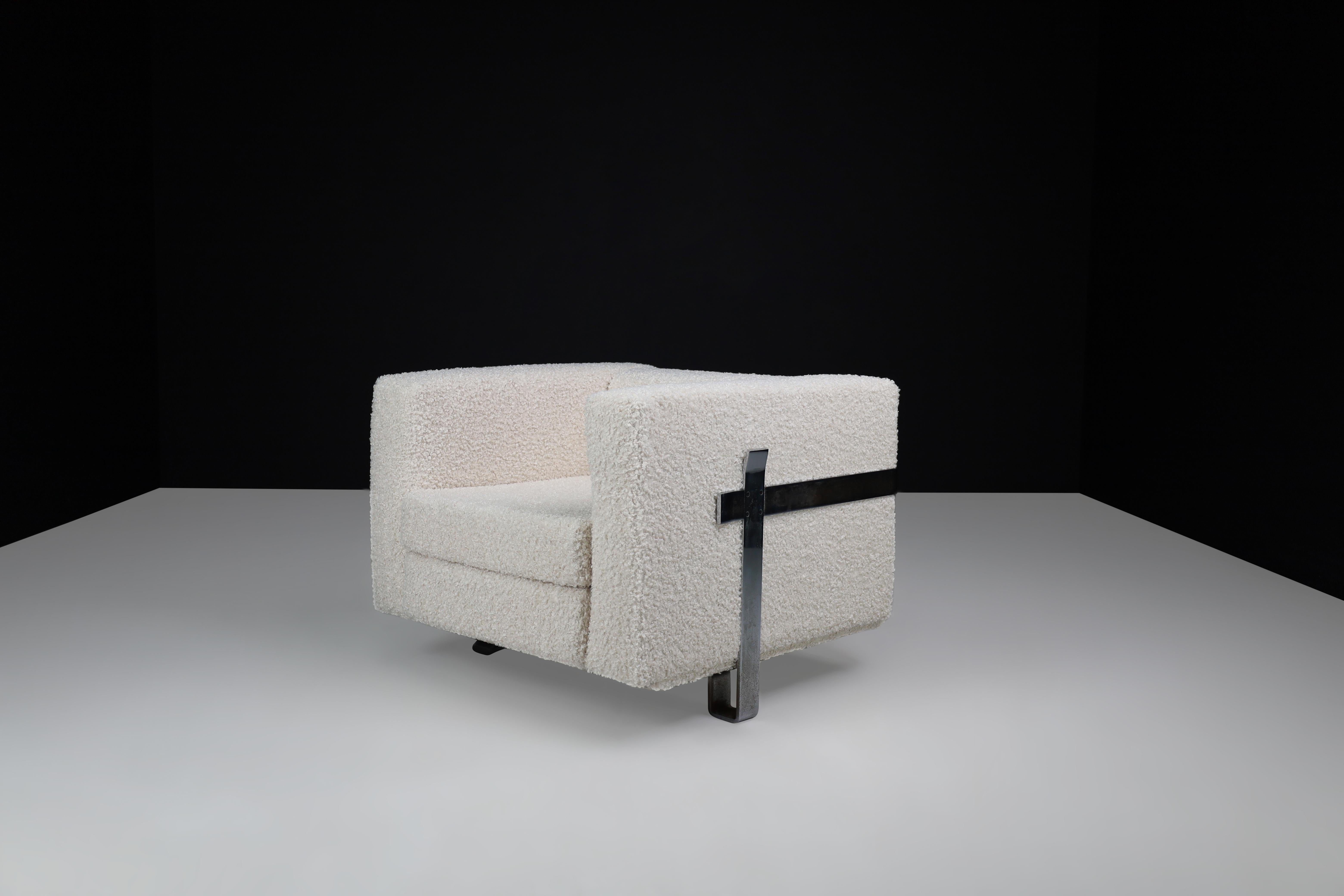 Midcentury Bouclé Lounge Chairs Designed by Luigi Caccia Dominioni for Azucena 11