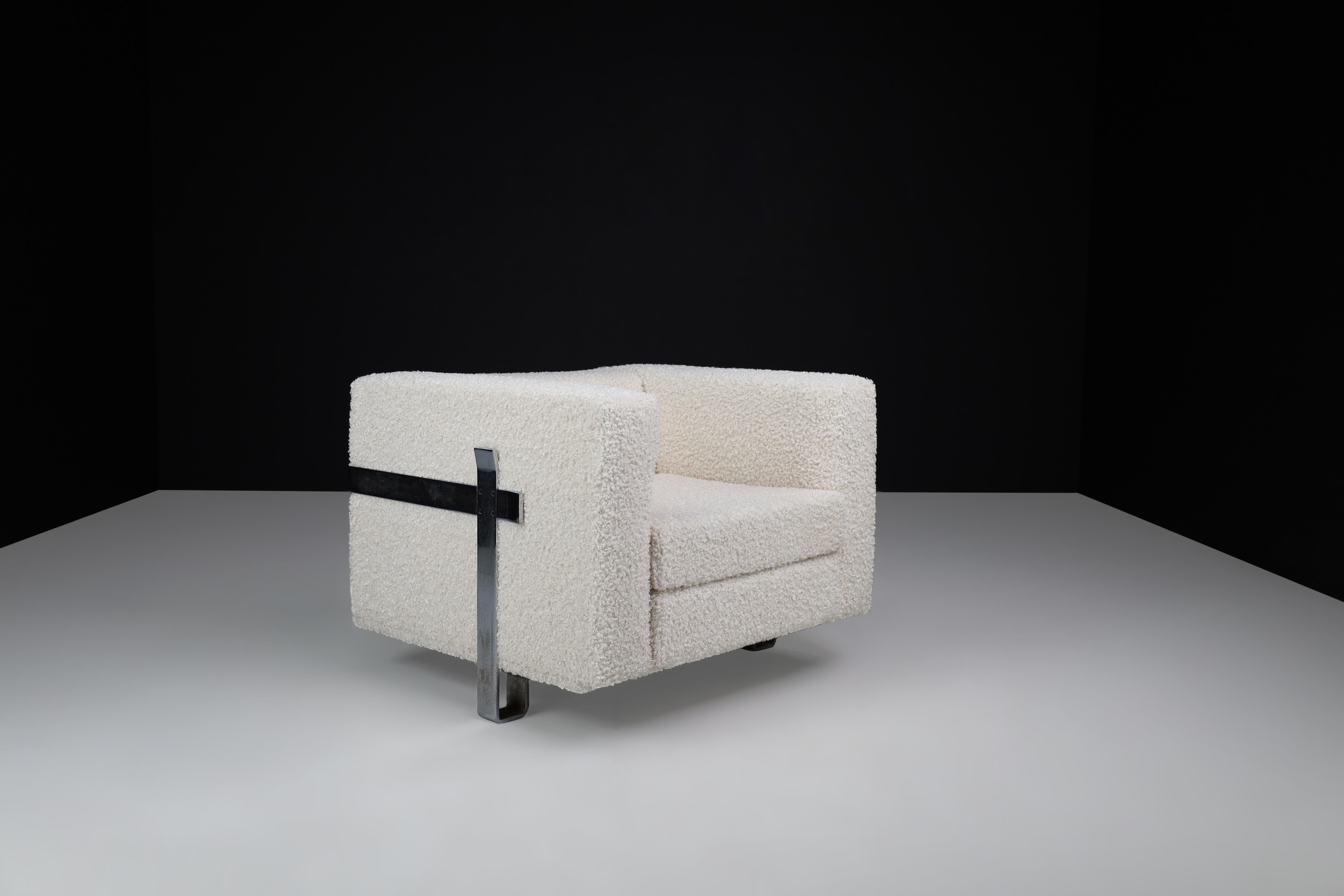 Midcentury Bouclé Lounge Chairs Designed by Luigi Caccia Dominioni for Azucena 12