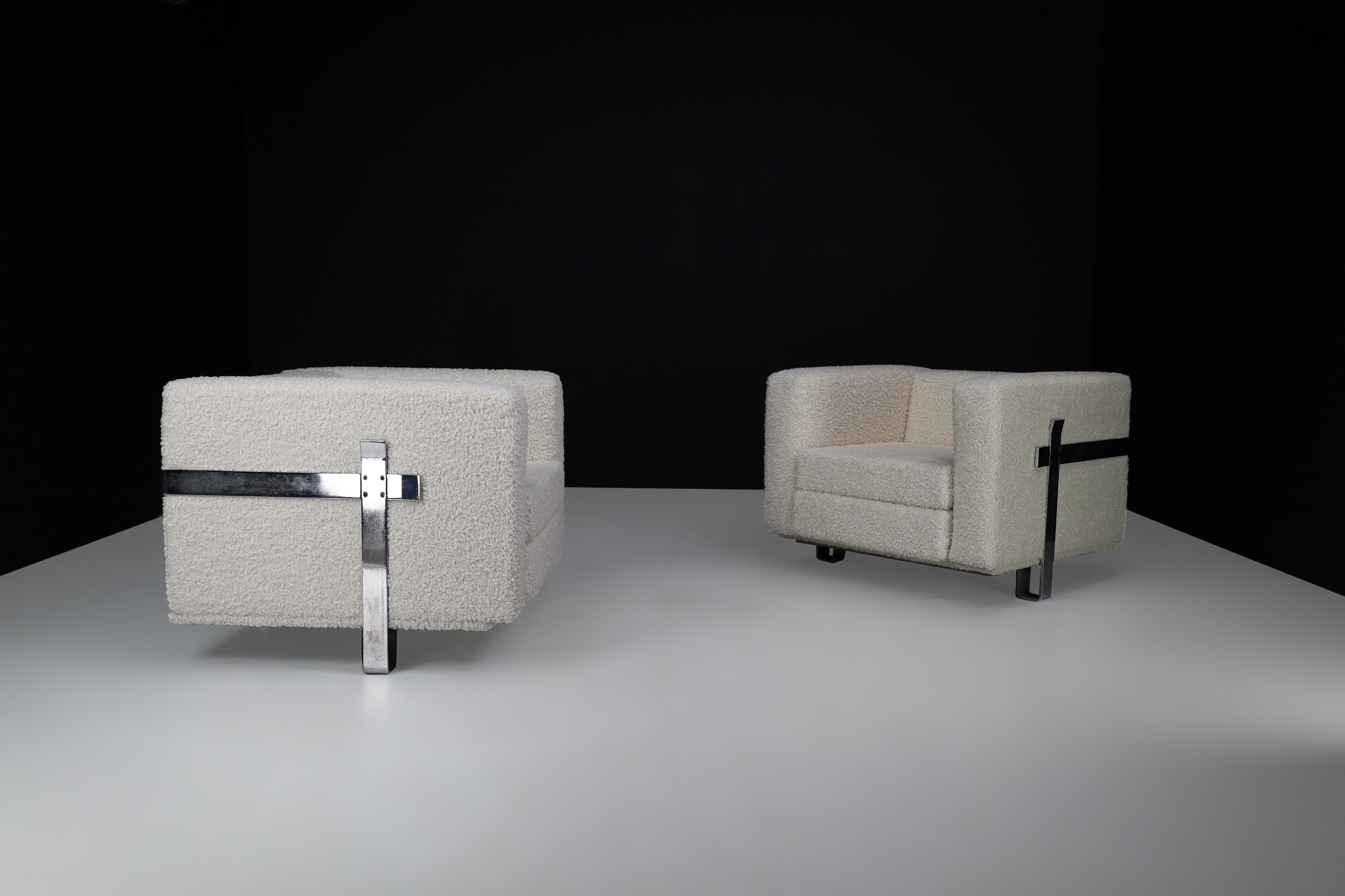 Italian Midcentury Bouclé Lounge Chairs Designed by Luigi Caccia Dominioni for Azucena
