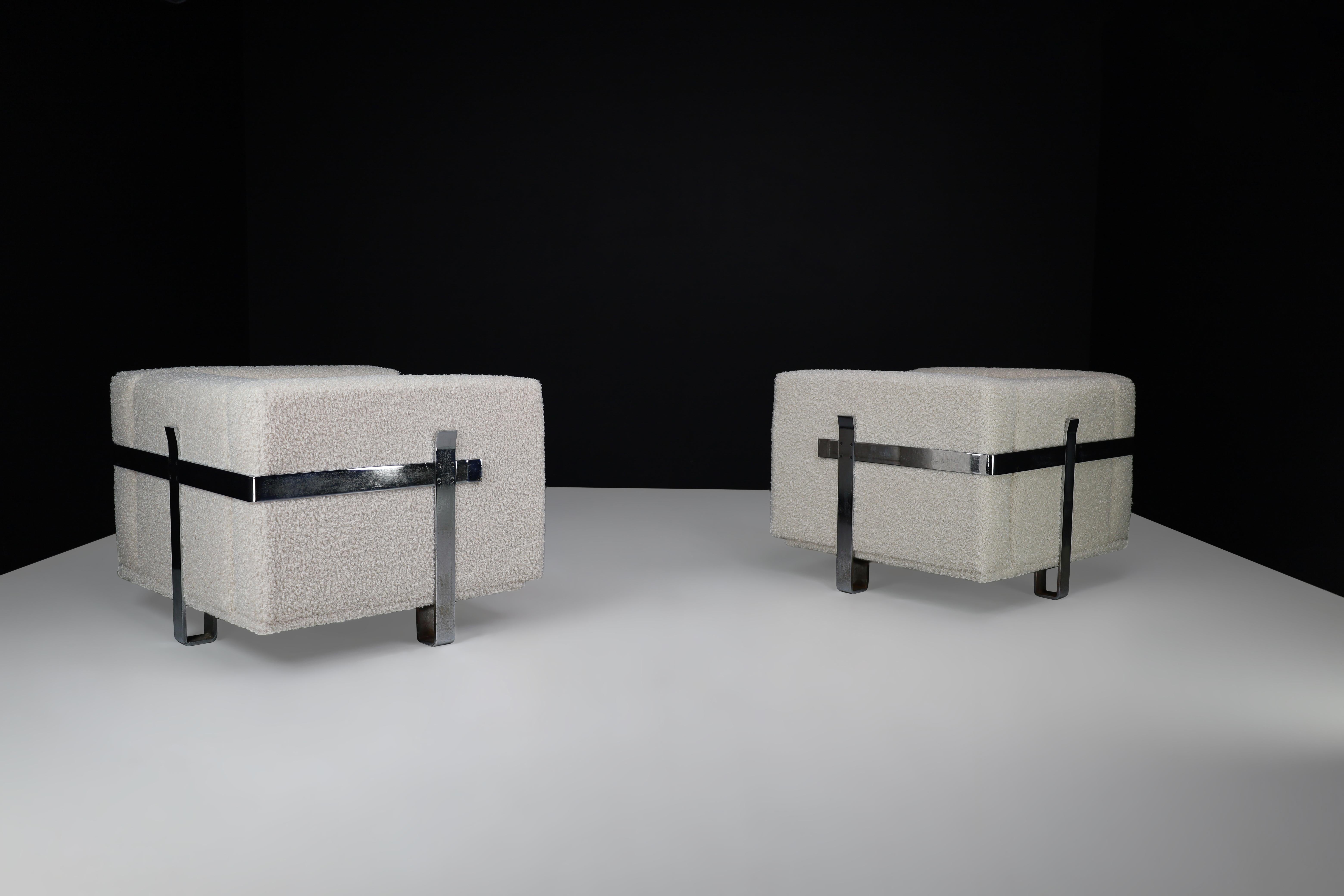 Midcentury Bouclé Lounge Chairs Designed by Luigi Caccia Dominioni for Azucena In Good Condition In Almelo, NL