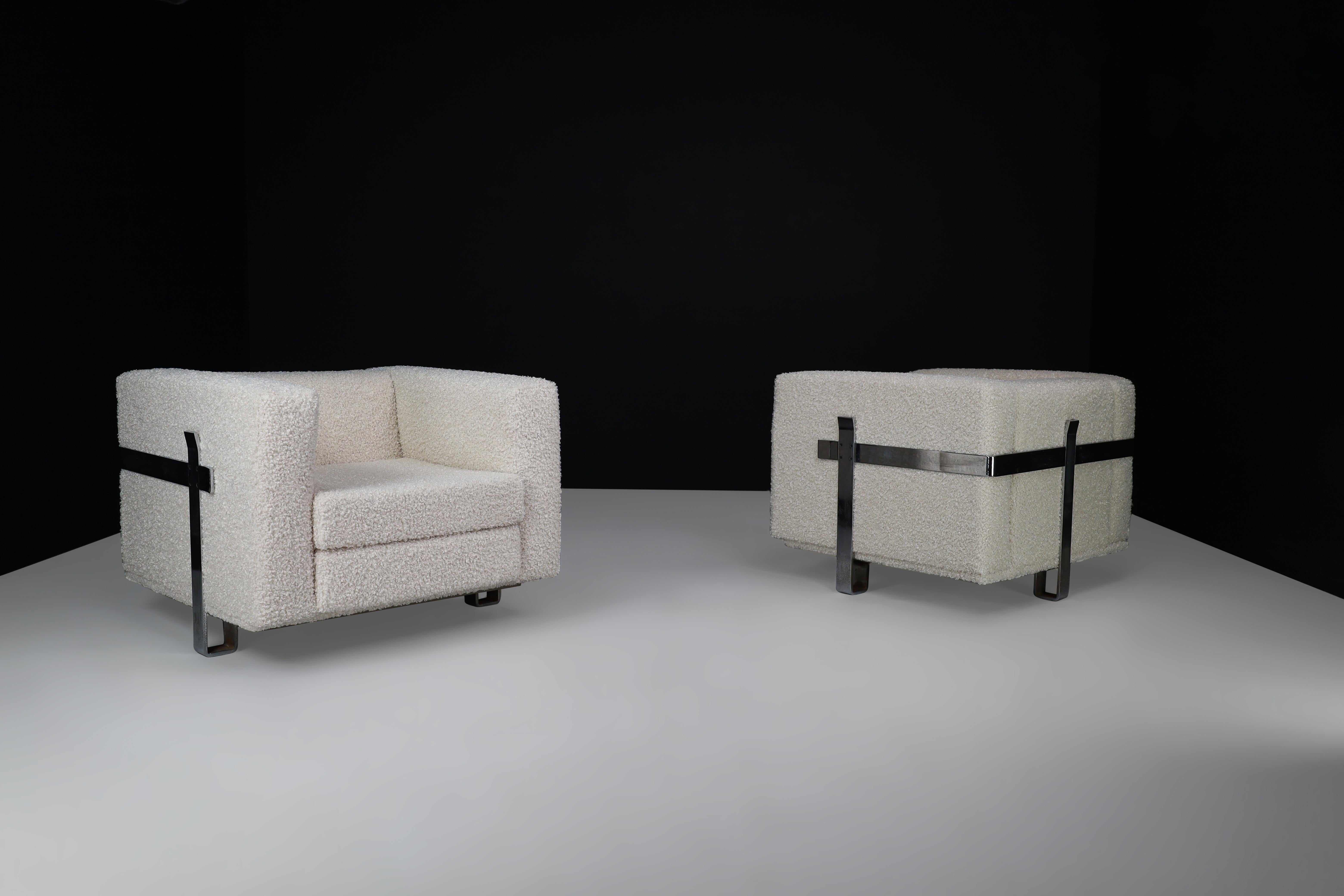Midcentury Bouclé Lounge Chairs Designed by Luigi Caccia Dominioni for Azucena 1