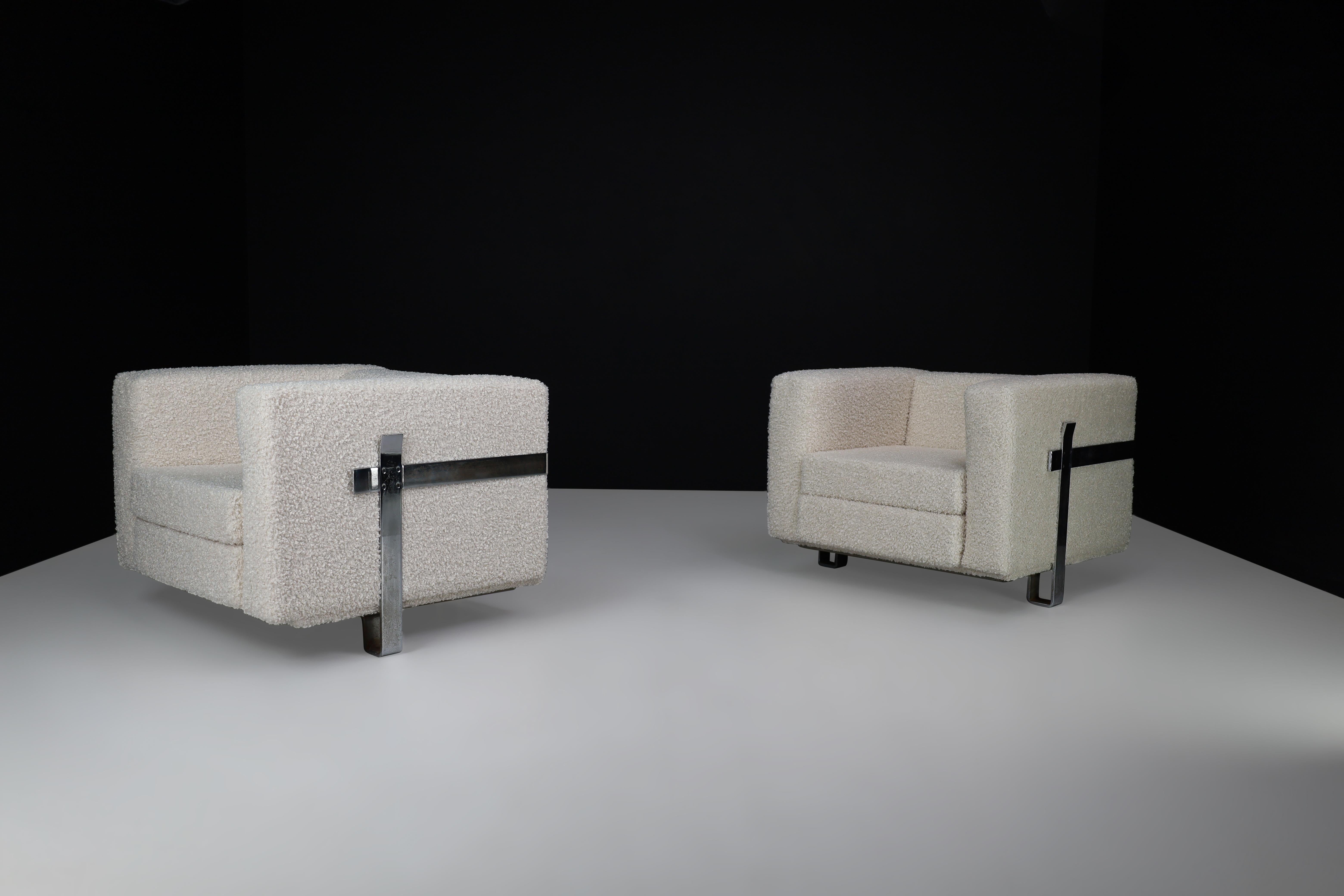 Midcentury Bouclé Lounge Chairs Designed by Luigi Caccia Dominioni for Azucena 2