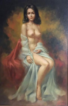 Mid-Century Boudoir Style Painting By Larry “Vincent” Garrison
