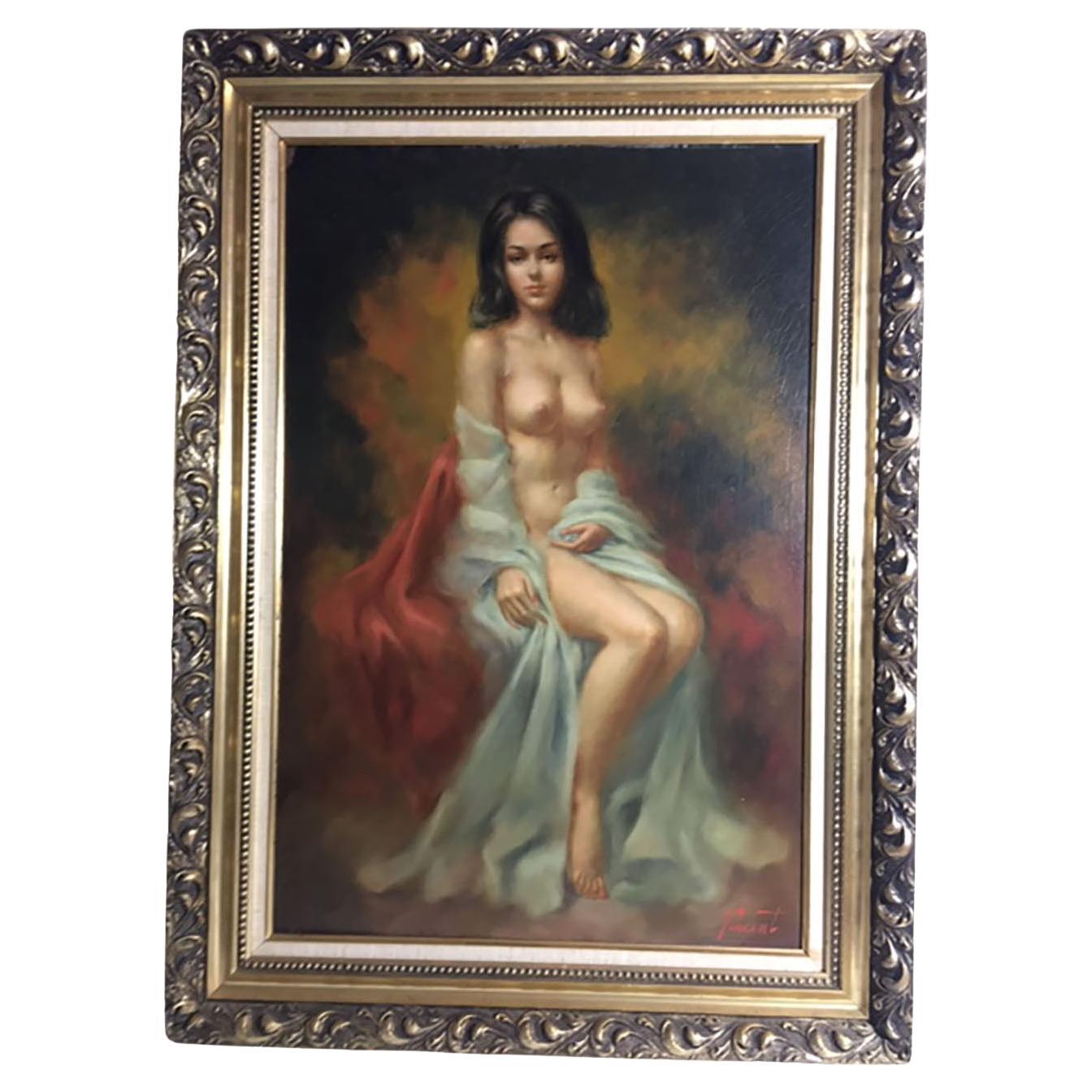 Mid-Century Boudoir Style Painting By Larry “Vincent” Garrison For Sale