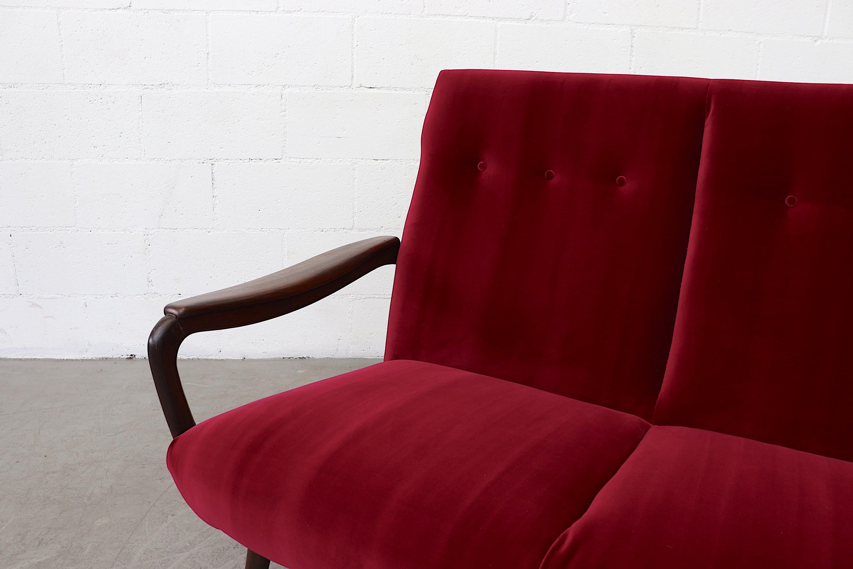 Velvet Midcentury Bovenkamp Style Sofa For Sale