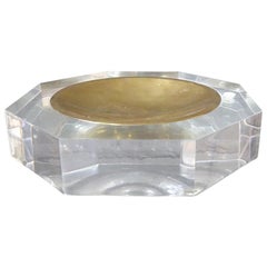 Midcentury Bowl by Marc Micoud Acrylic Glass Lucite, Octagonal