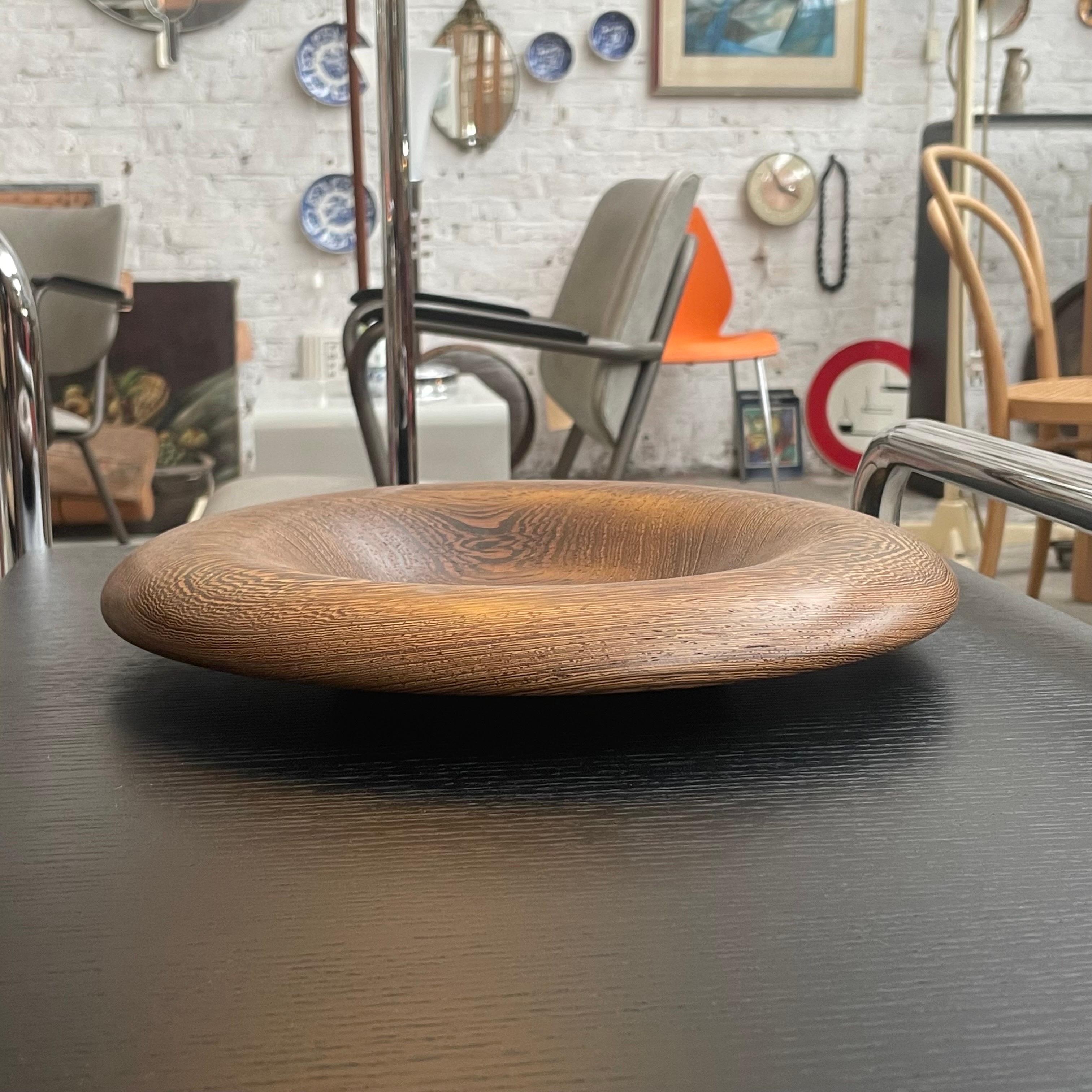 Hand-Crafted Mid Century Bowl in Solid Wengé For Sale