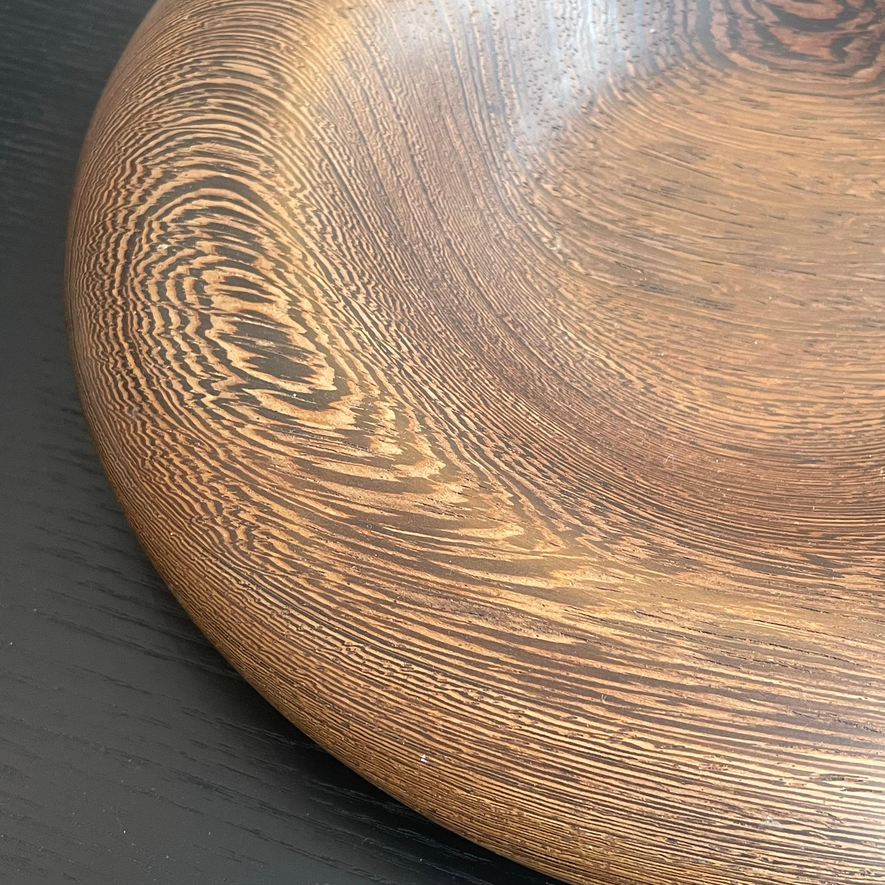 Wood Mid Century Bowl in Solid Wengé For Sale