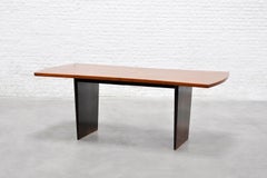 Mid-Century “Bow‑Tie” Dining Table by Harvey Probber, Inc 1955, Teak & Brass