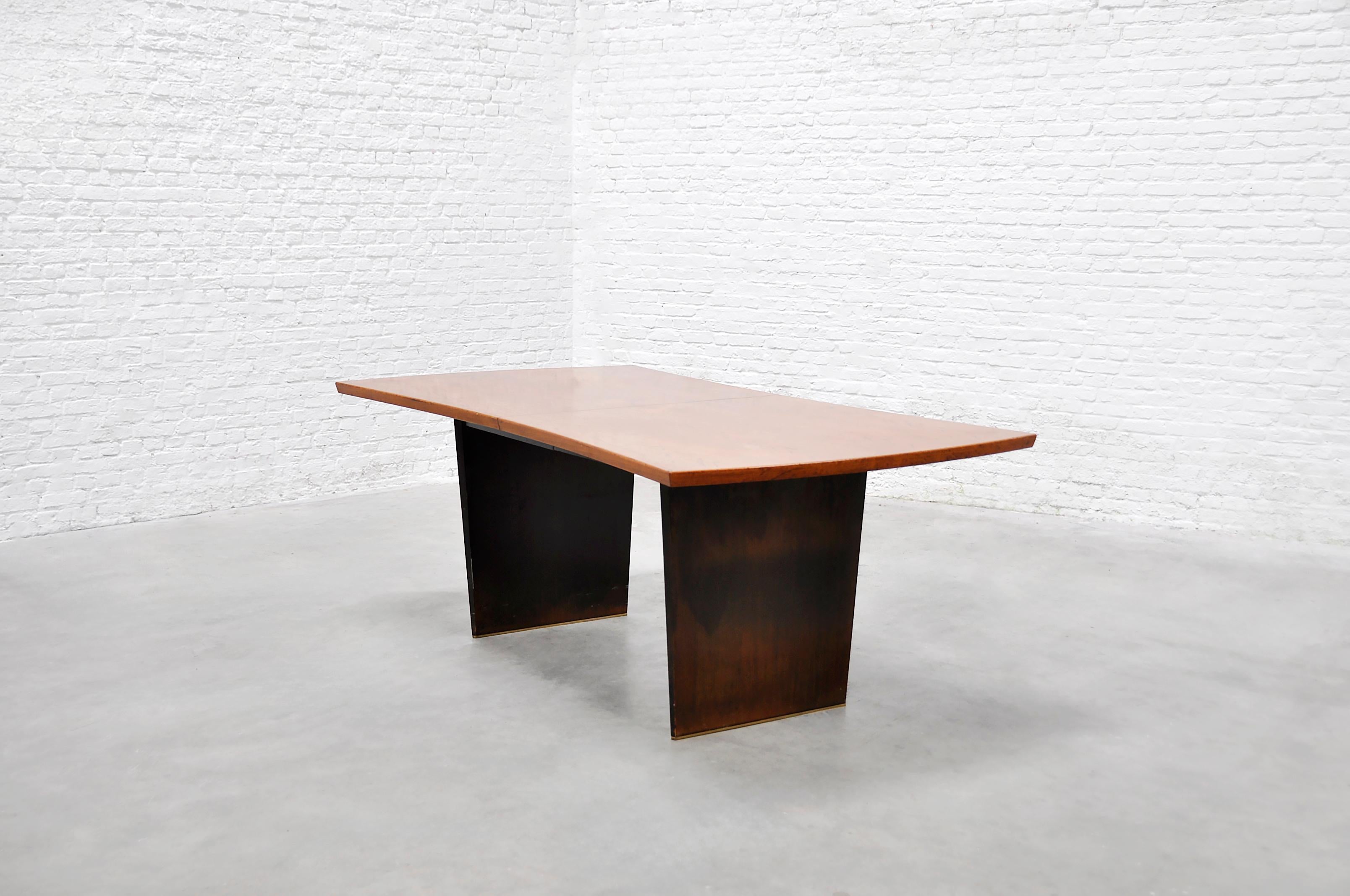 Mid-Century Modern Mid-Century “Bow‑Tie” Dining Table by Harvey Probber, Inc 1955, Teak & Brass For Sale