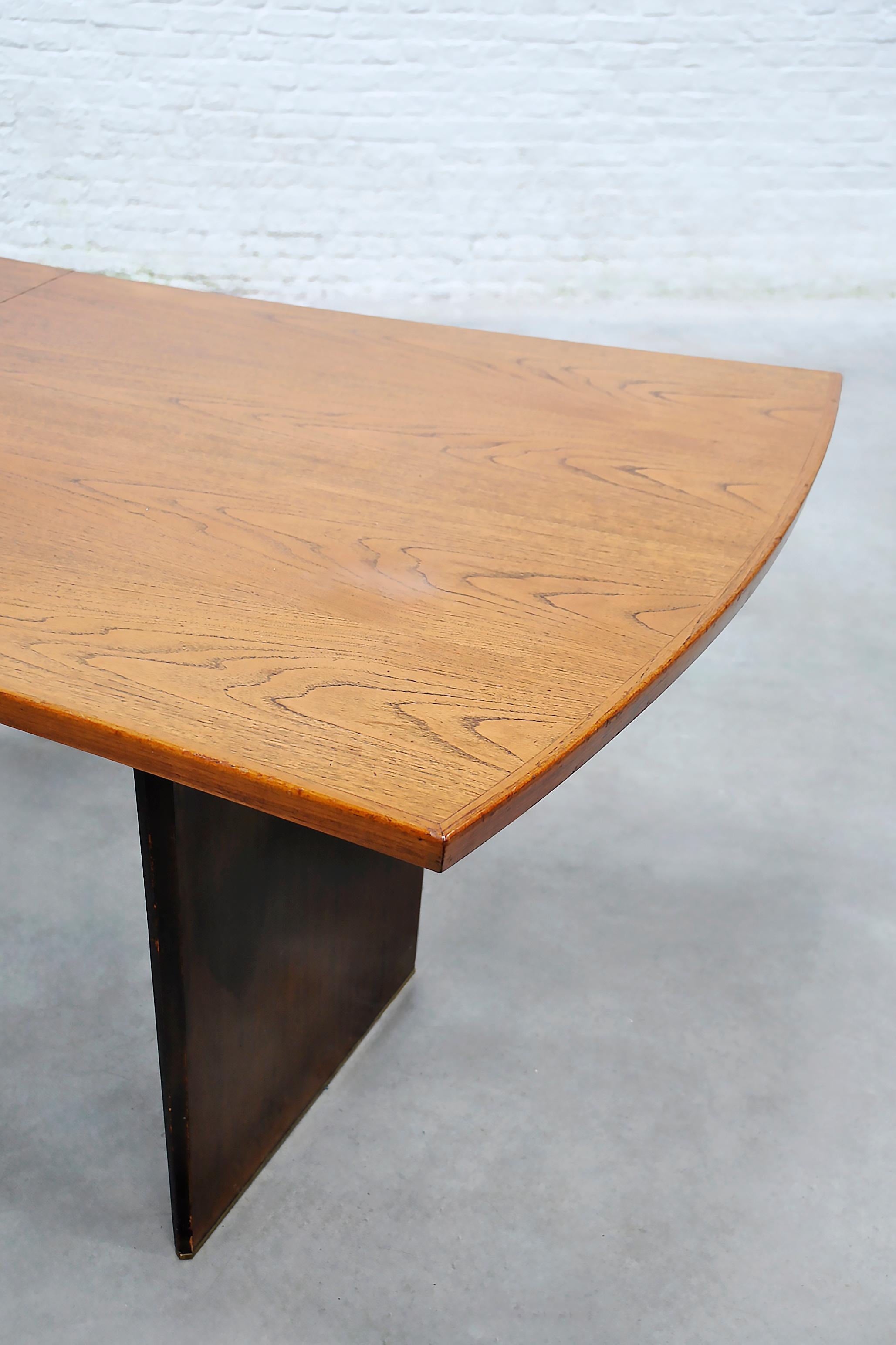 American Mid-Century “Bow‑Tie” Dining Table by Harvey Probber, Inc 1955, Teak & Brass For Sale