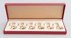 Coffret Mid-Century de 6 porte-cartes avec nœuds en argent et en or