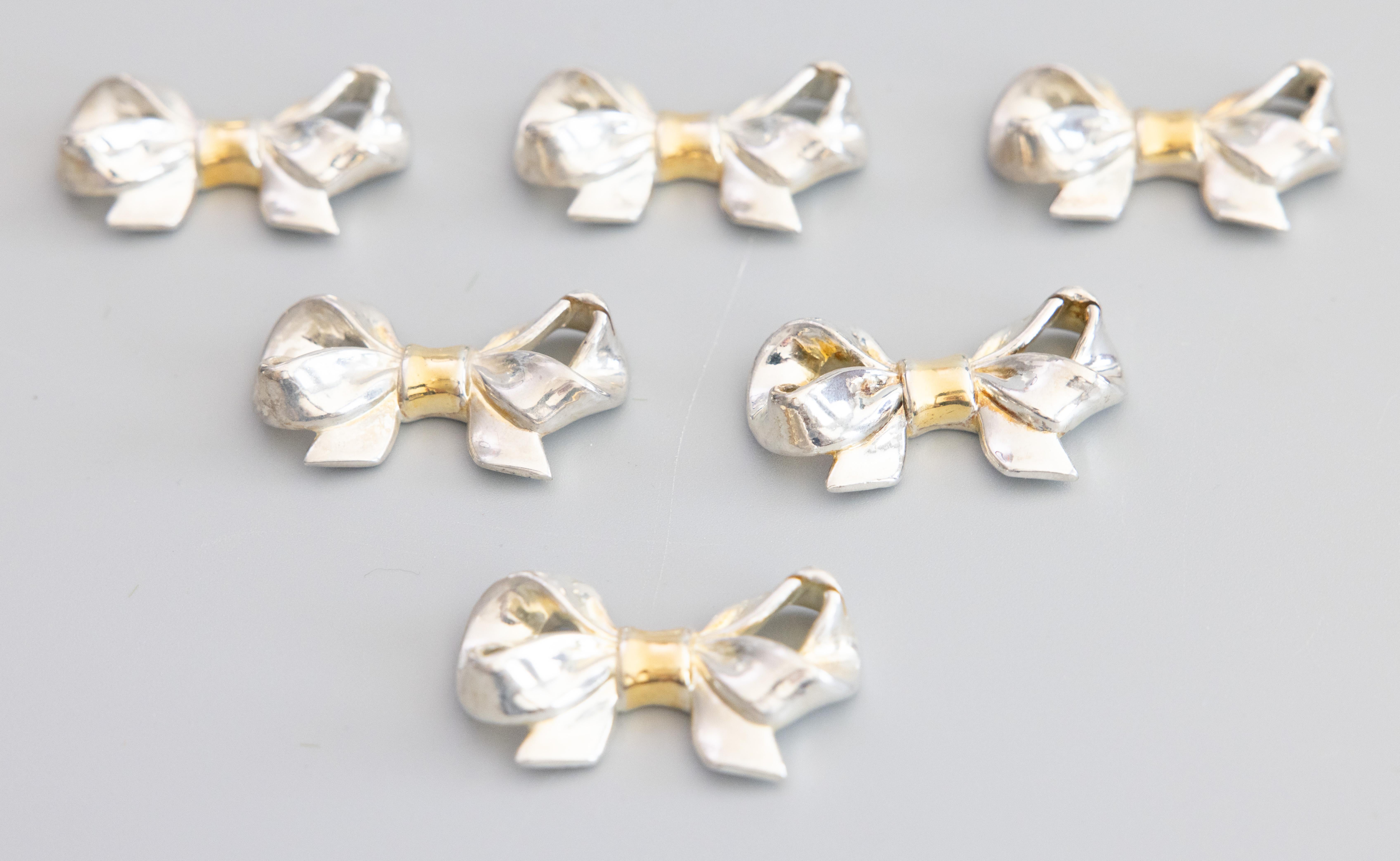 Set di 6 fiocchi francesi in argento e tonalità oro di metà secolo in scatola In condizioni buone in vendita a Pearland, TX