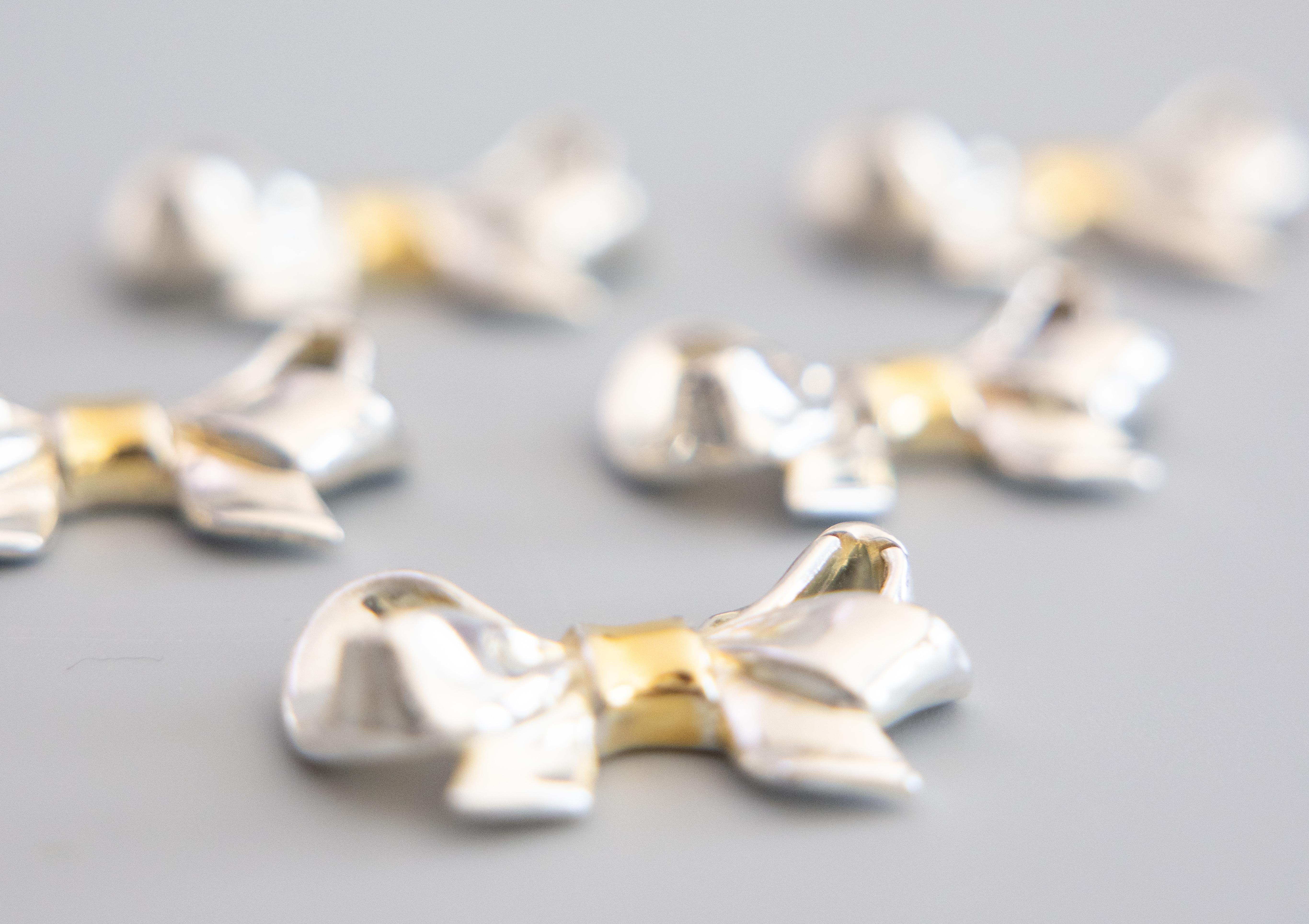 XX secolo Set di 6 fiocchi francesi in argento e tonalità oro di metà secolo in scatola in vendita