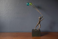 Mid Century Boy and Balloons Figurative Bronze Sculpture by Curtis Jere