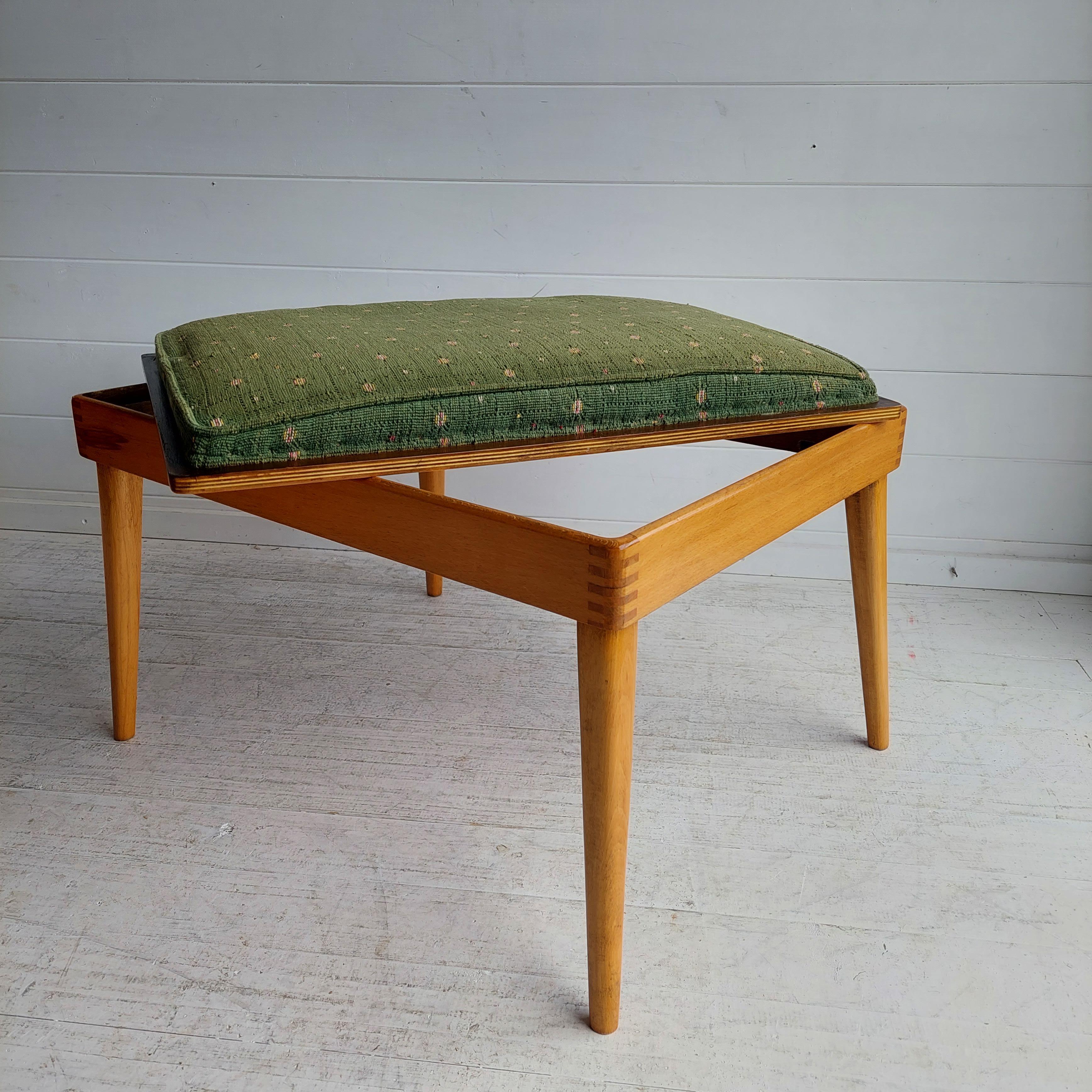 Mid Century  Bramin Style Danish flip top side coffee Table reversible stool 6