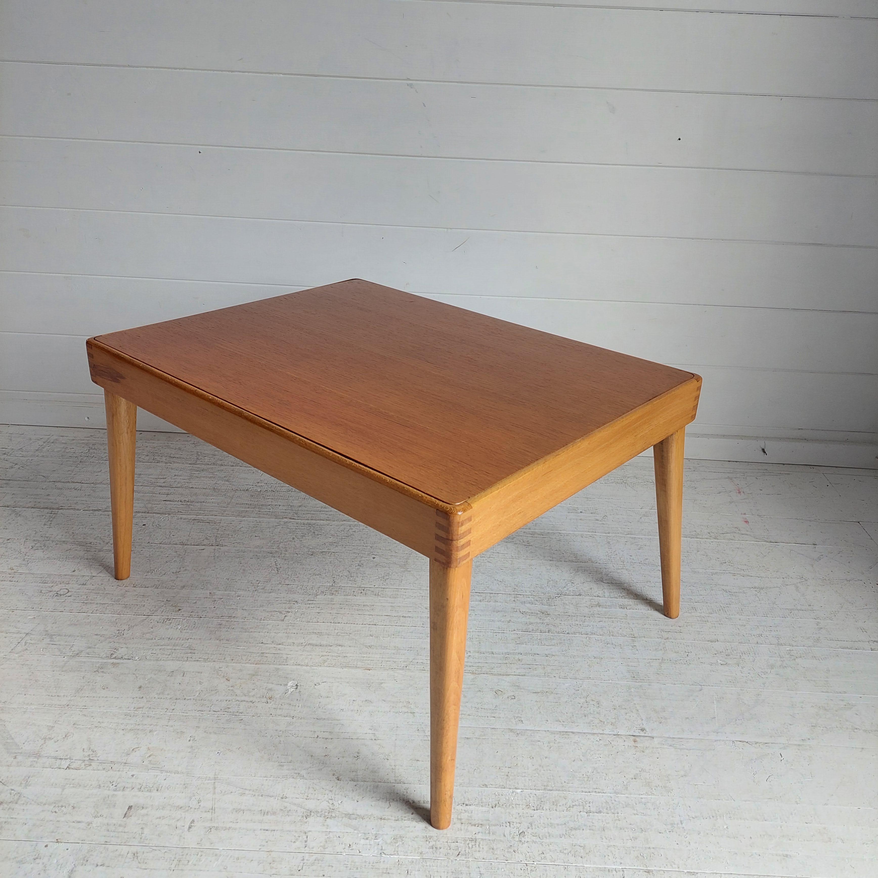 Scandinavian Modern Mid Century  Bramin Style Danish flip top side coffee Table reversible stool