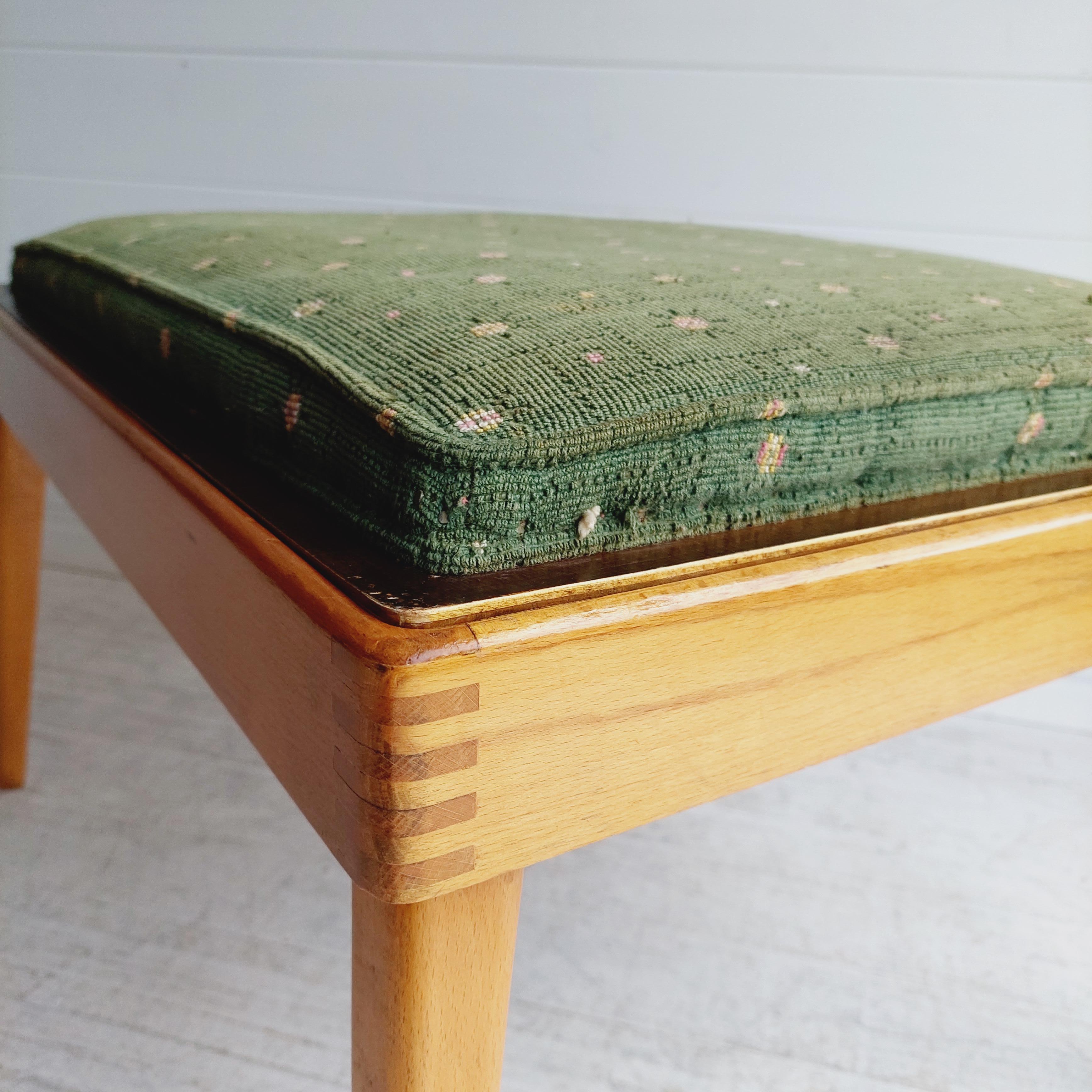 Fabric Mid Century  Bramin Style Danish flip top side coffee Table reversible stool