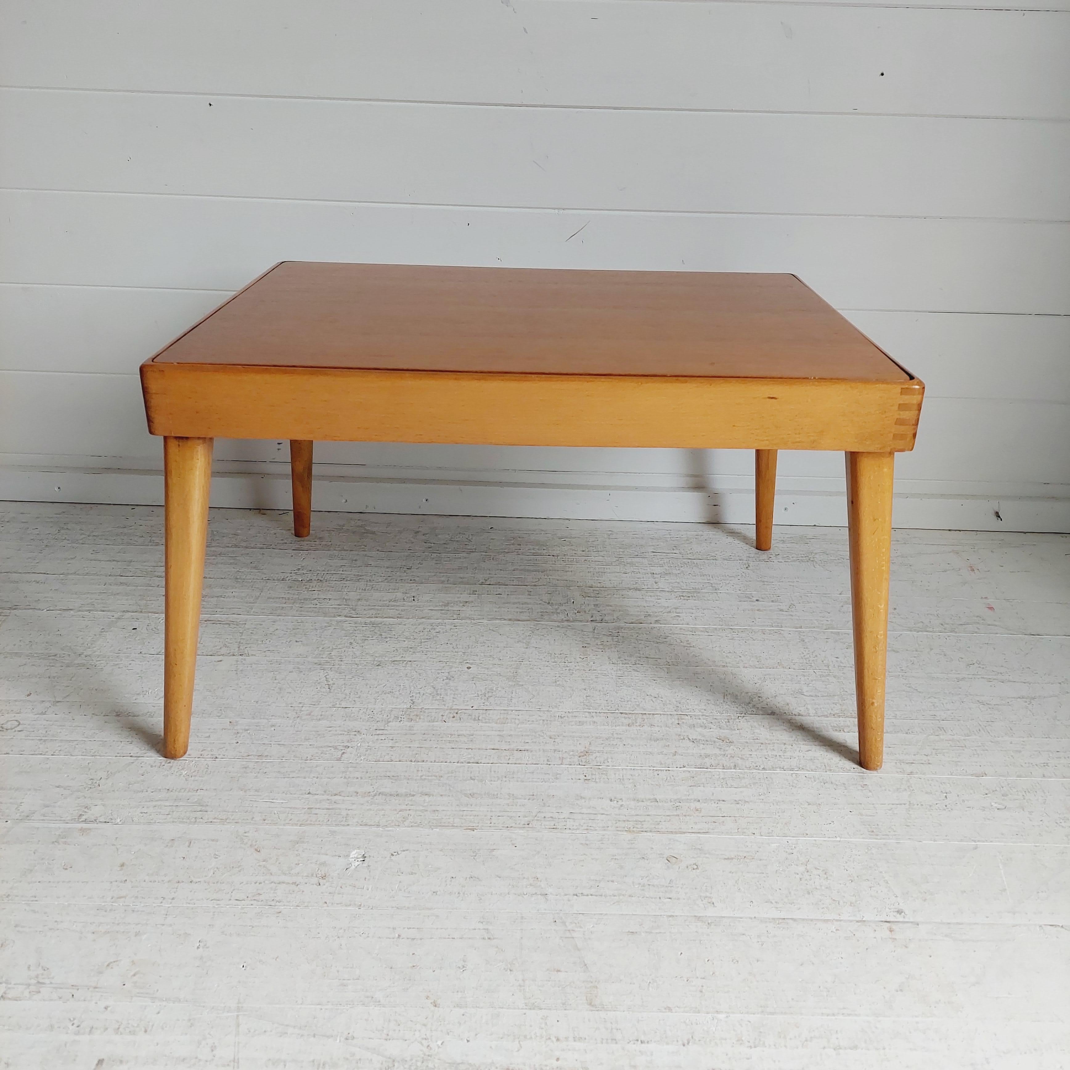 Mid Century  Bramin Style Danish flip top side coffee Table reversible stool 2