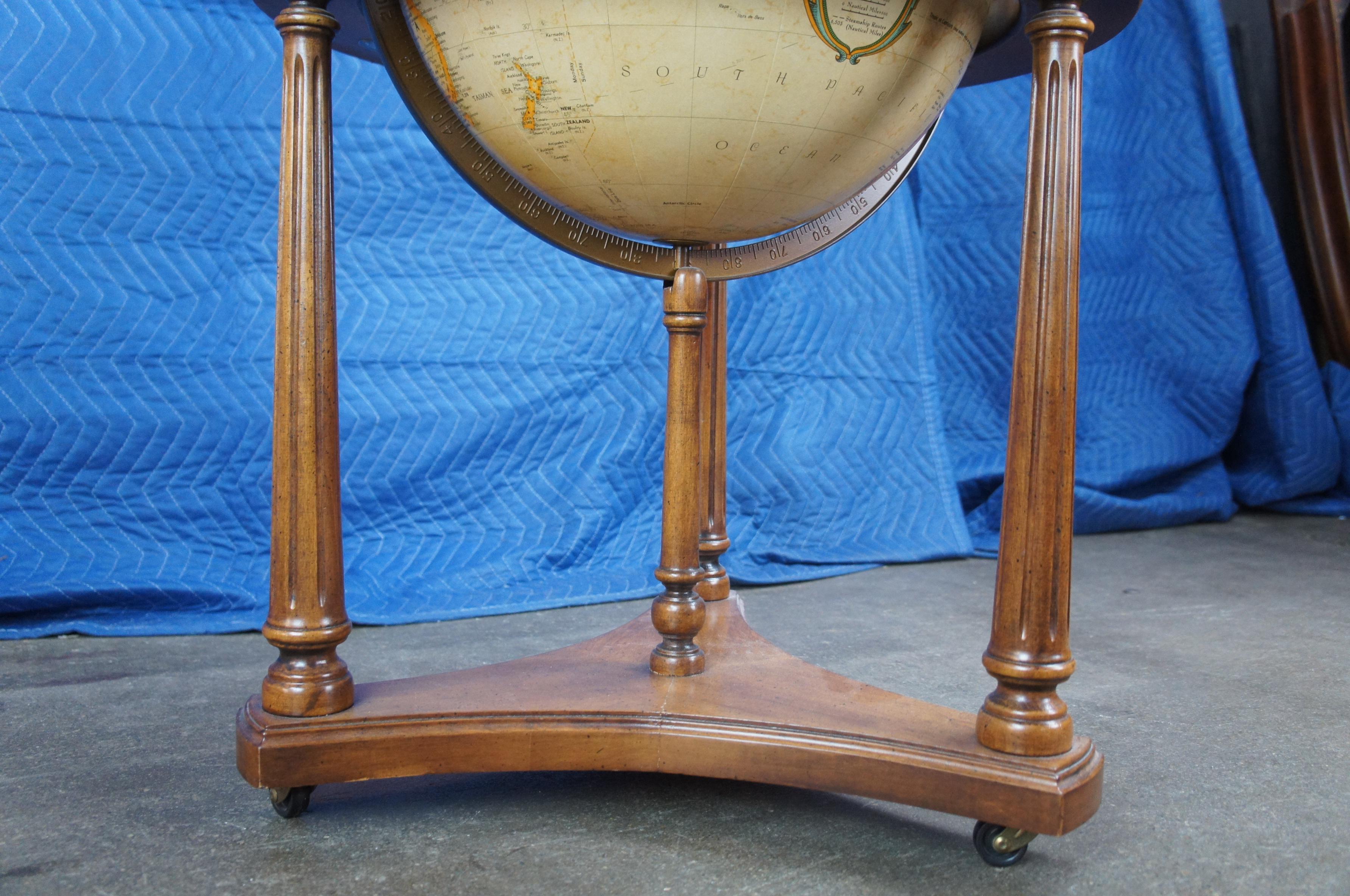 Mid Century Brandt Cherry Replogle World Classic Series Floor Library Globe 4