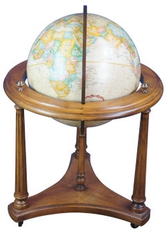 Mid Century Brandt Cherry Replogle World Classic Series Floor Library Globe