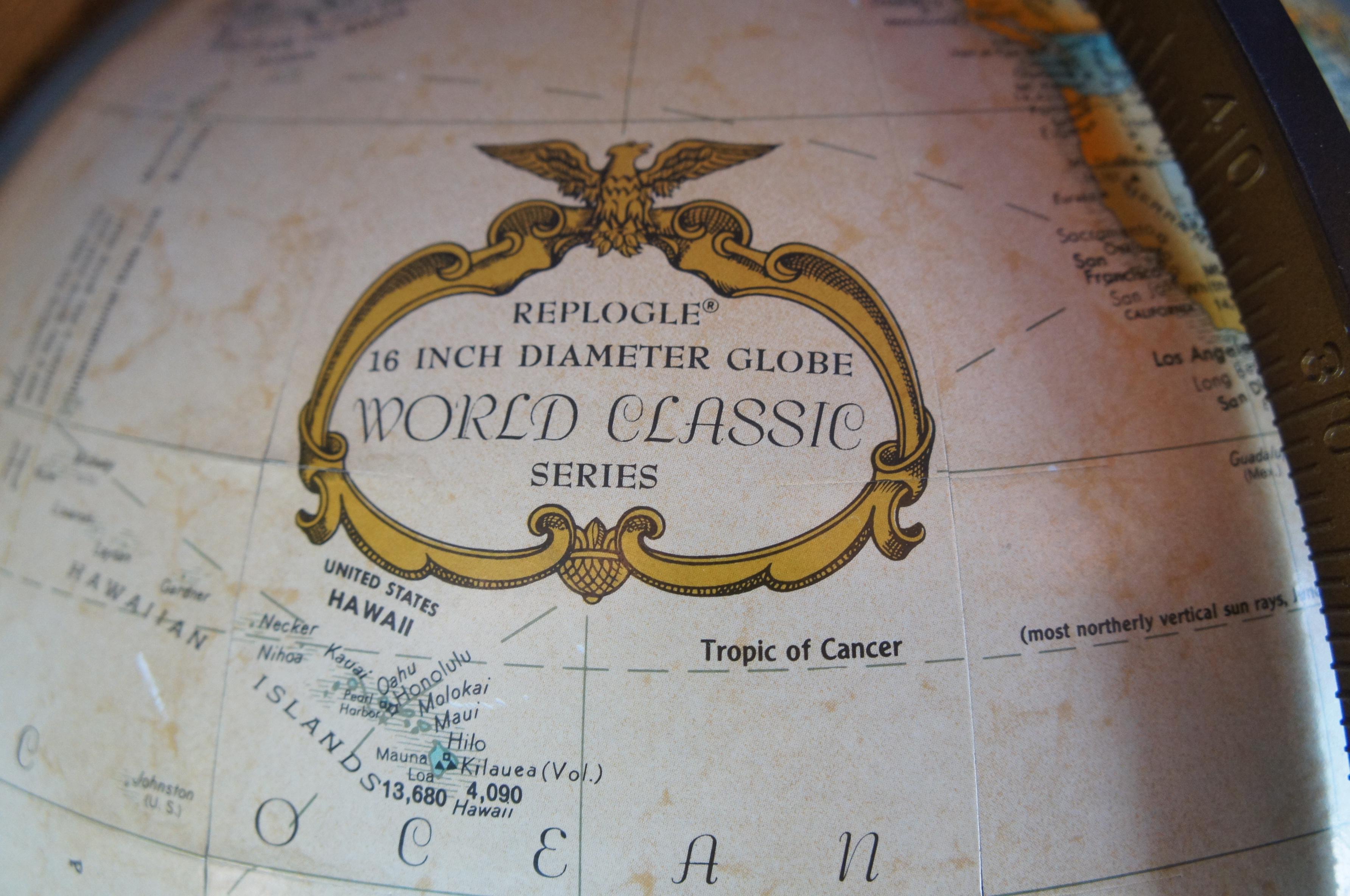 Mid Century Brandt Cherry Replogle World Classic Series Floor Library Globe In Good Condition In Dayton, OH