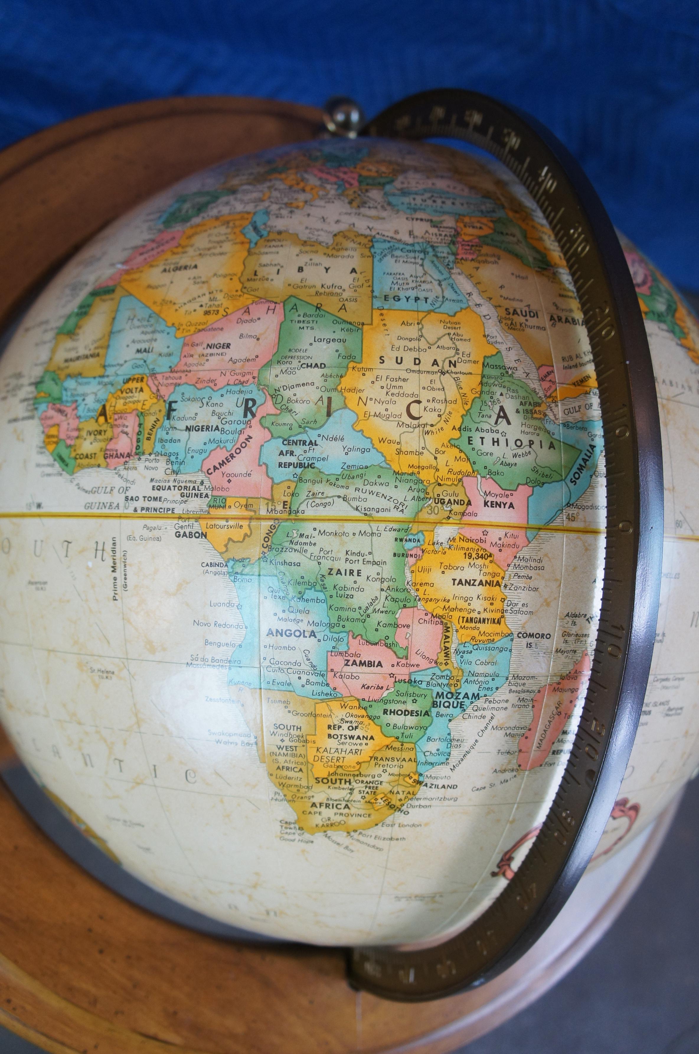 Mid Century Brandt Cherry Replogle World Classic Series Floor Library Globe 1