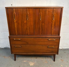Mid-Century Brasilia Style Walnut and Brass Gentleman’s Chest